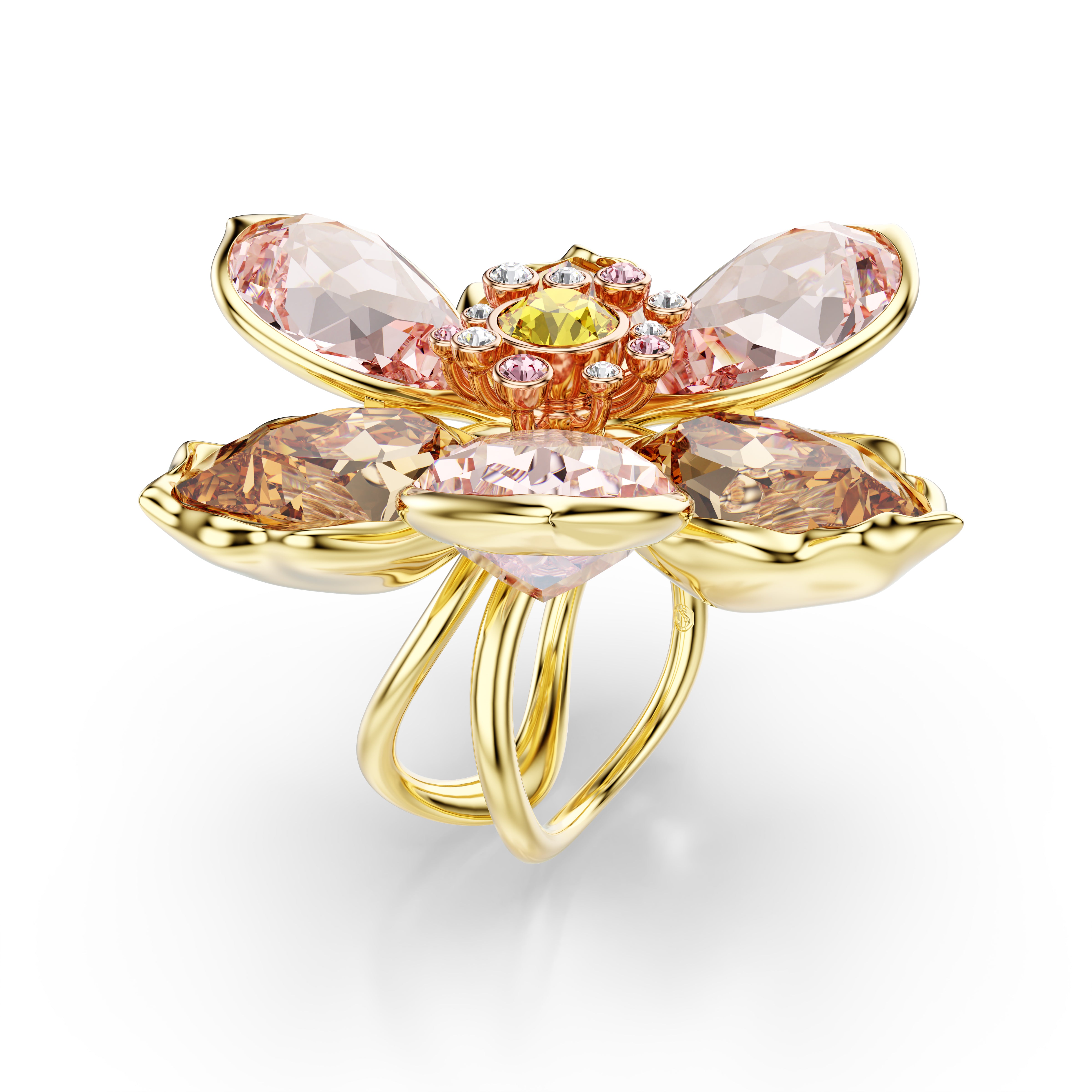 Idyllia Motif Yüzük, Karişik Kesimler, Çiçek, Altin Rengi Kaplama