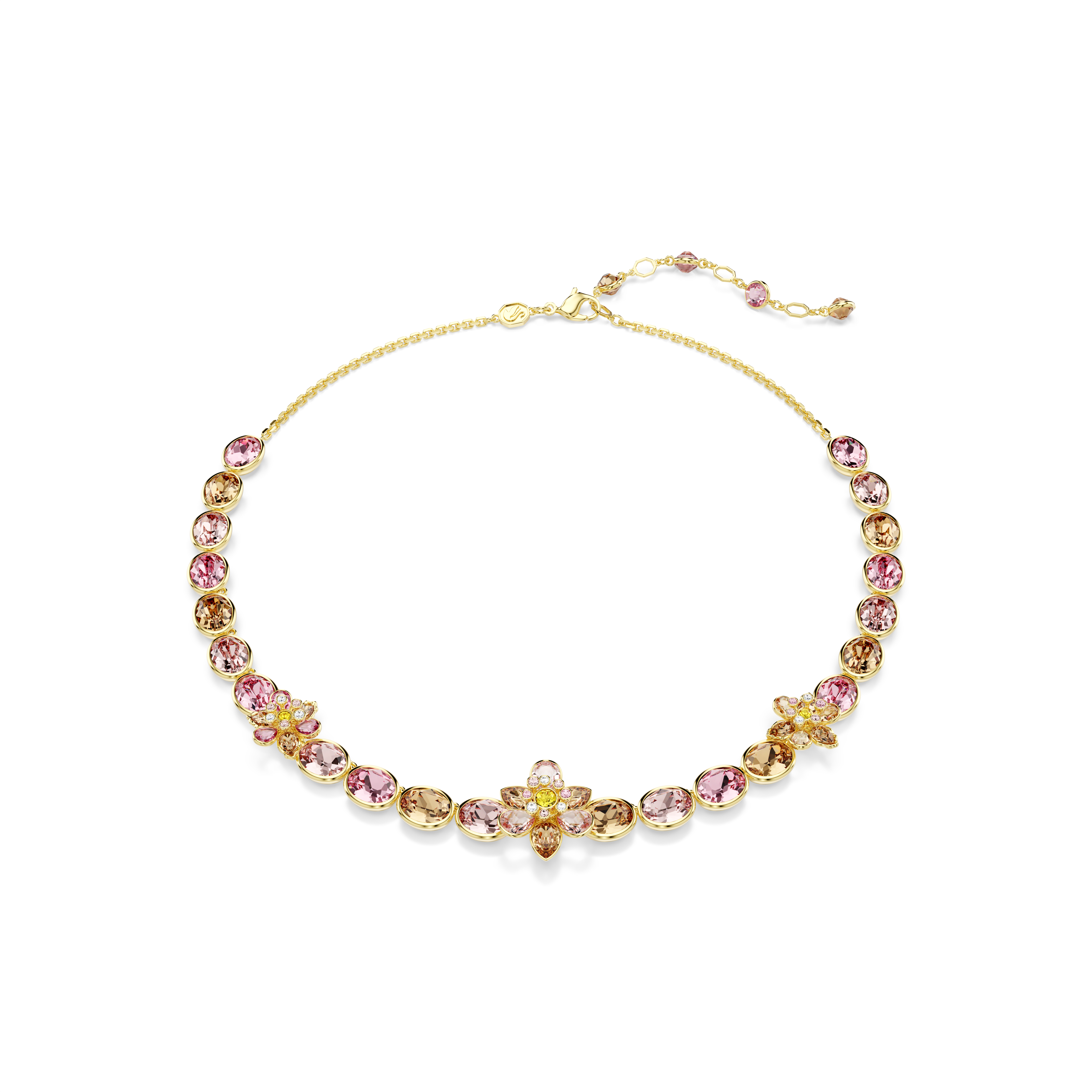 Idyllia Kolye, Karışık Kesimler, Çiçek, Çok Renkli, Altın Rengi Kaplama