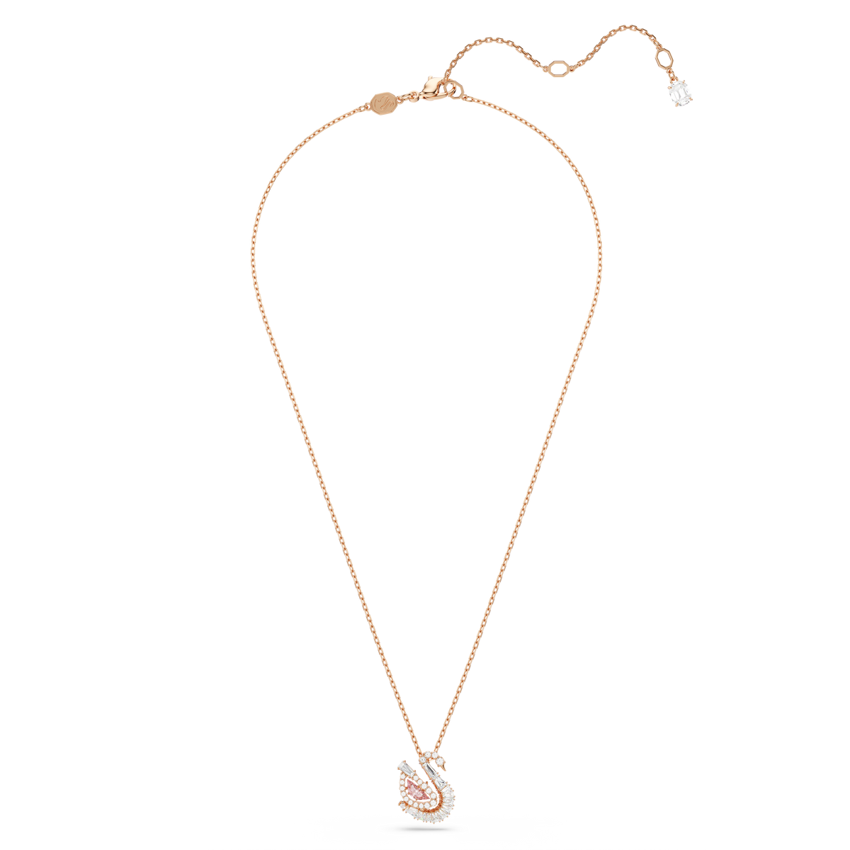 Swan Kolye, Karışık Kesim, Kuğu, Pembe, Pembe Altın Rengi Kaplama