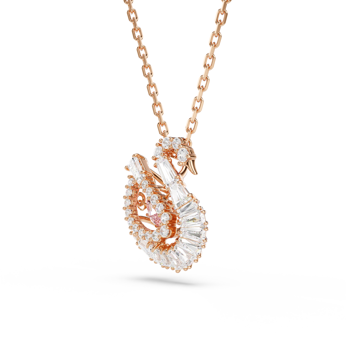 Swan Kolye, Karışık Kesim, Kuğu, Pembe, Pembe Altın Rengi Kaplama