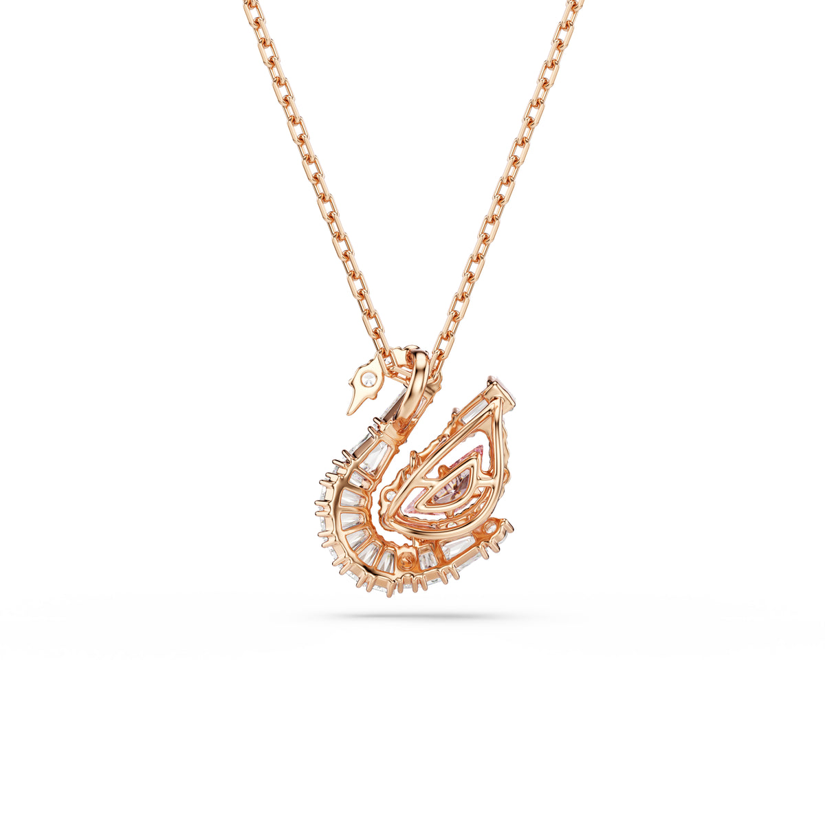 Swan Kolye, Karışık Kesim, Kuğu, Pembe, Pembe Altın Rengi Kaplama