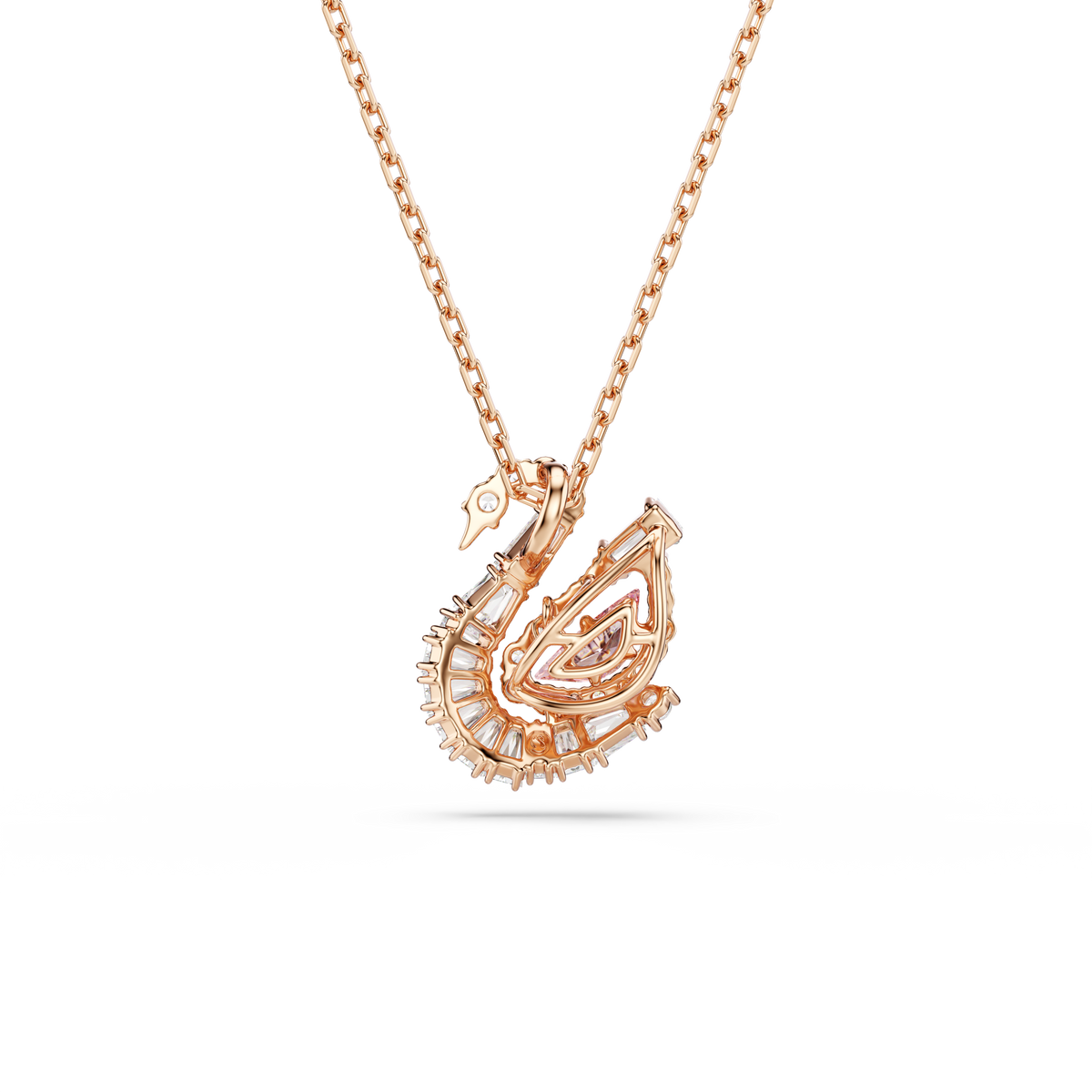 Swan Kolye, Karışık Kesim, Kuğu, Pembe, Pembe Altın Rengi Kaplama