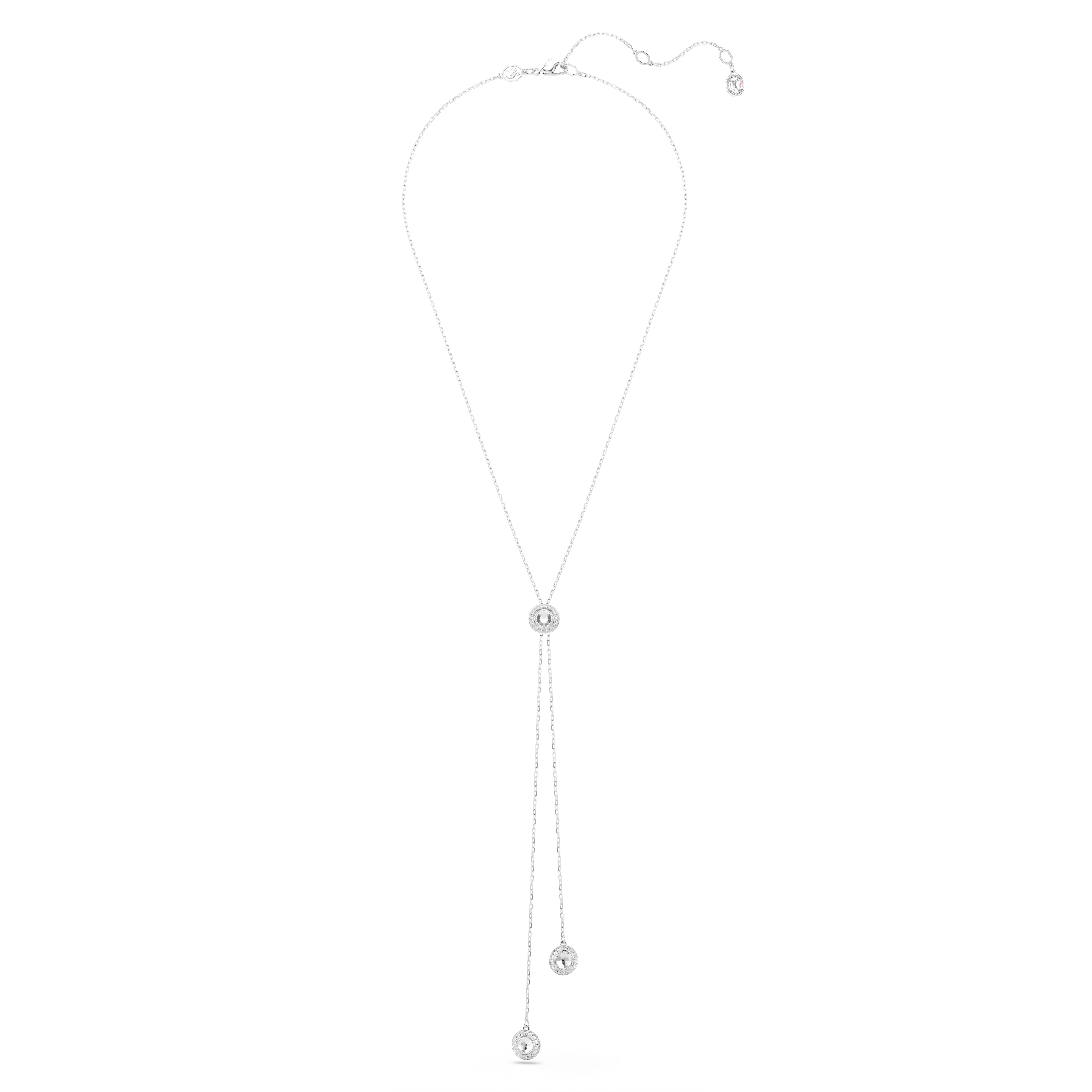 Una Angelic Y Kolye, Yuvarlak Kesim, Beyaz, Rodyum Kaplama