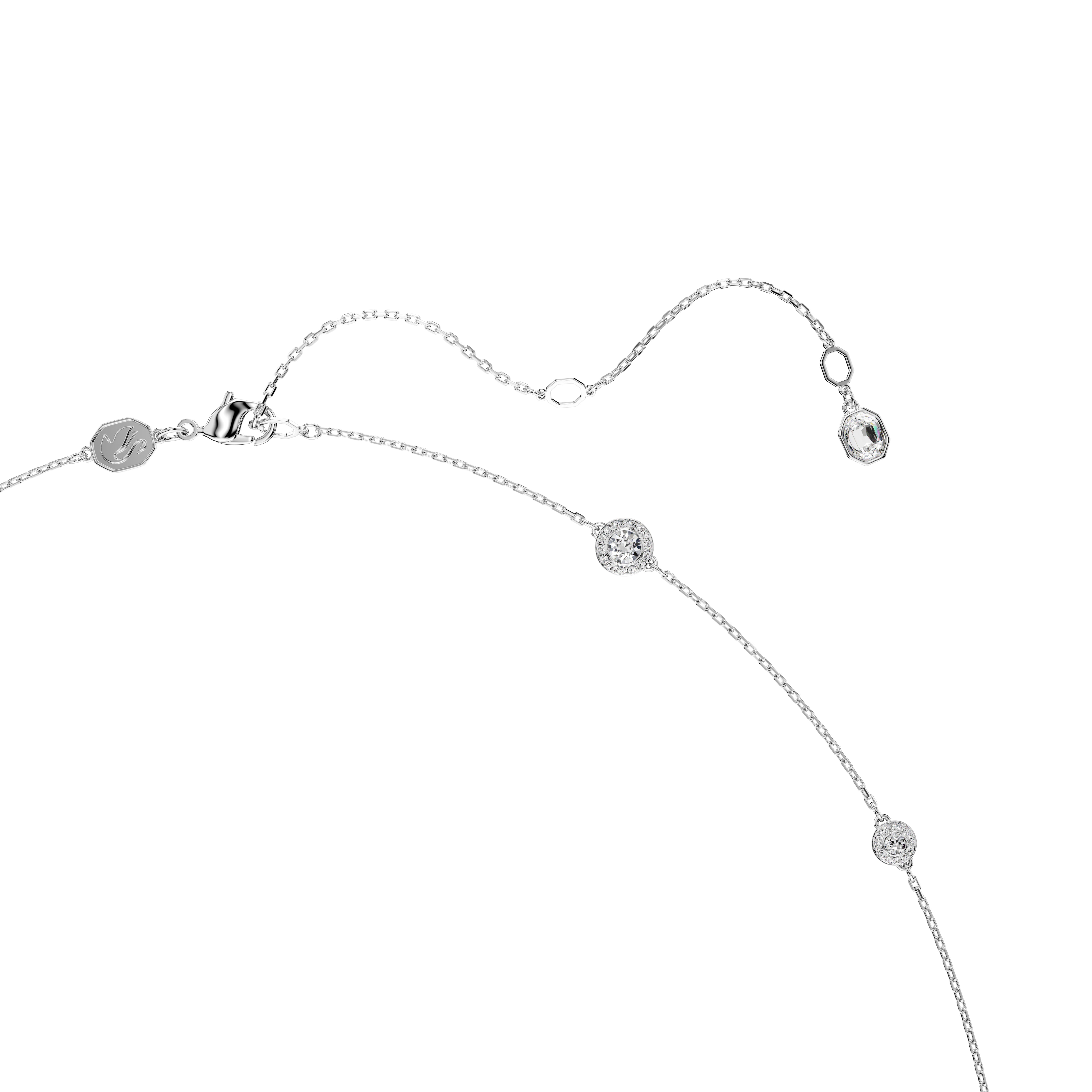 Una Angelic Dizi Kolye, Yuvarlak Kesim, Beyaz, Rodyum Kaplama