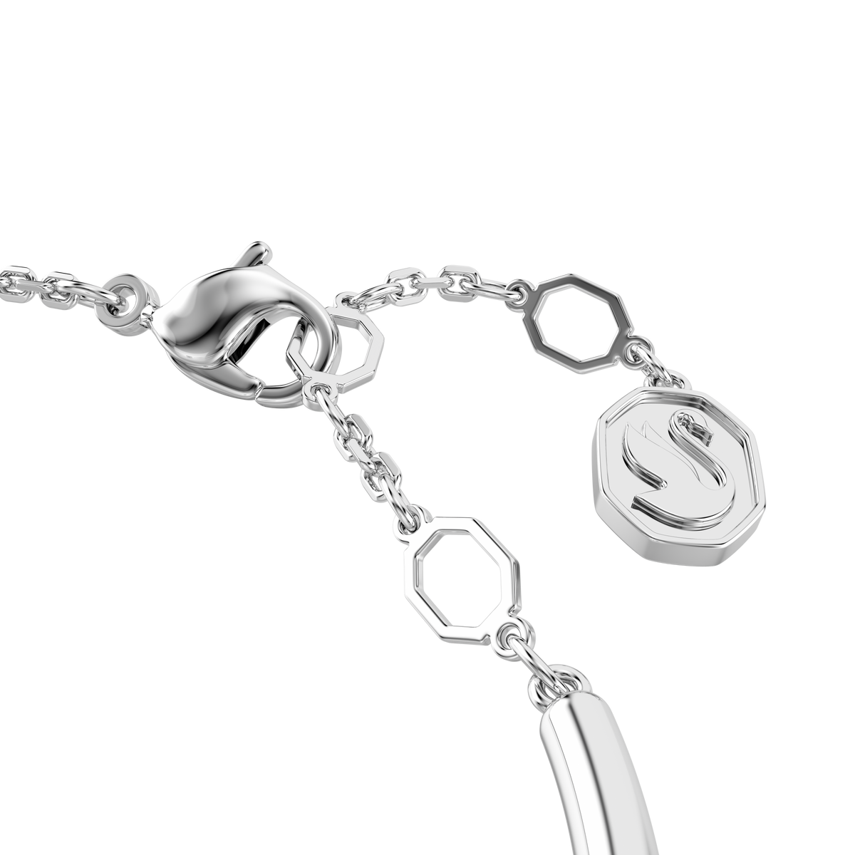 Dextera Bangle Bileklik, Yuvarlak Kesim, Beyaz Tek Taş, Rodyum Kaplama