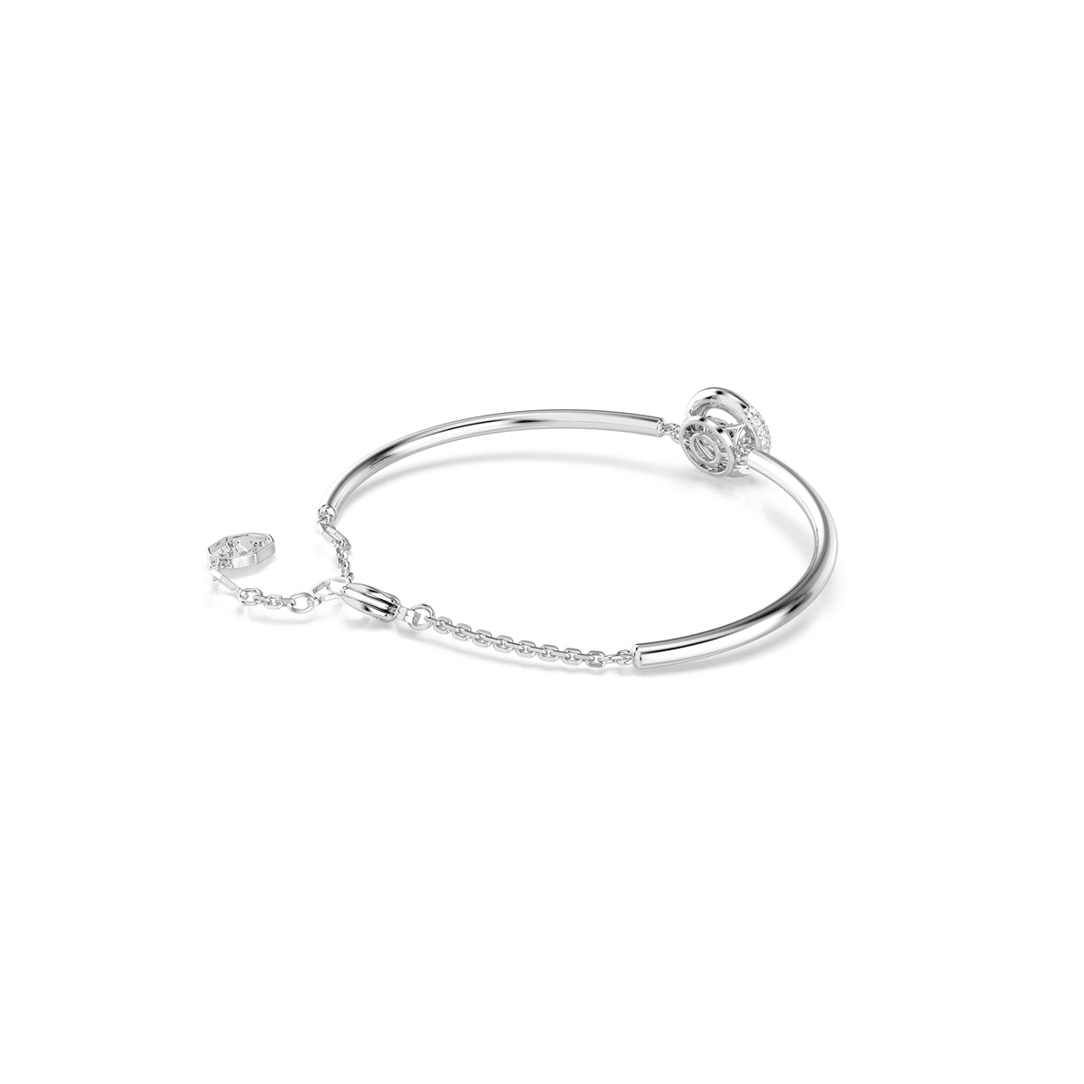 Dextera Bangle Bileklik, Yuvarlak Kesim, Beyaz Tek Taş, Rodyum Kaplama