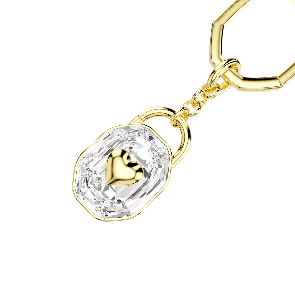 Symbolica Anahtarlık, Oval Kesim, Beyaz, Sarı Altın Rengi Kaplama