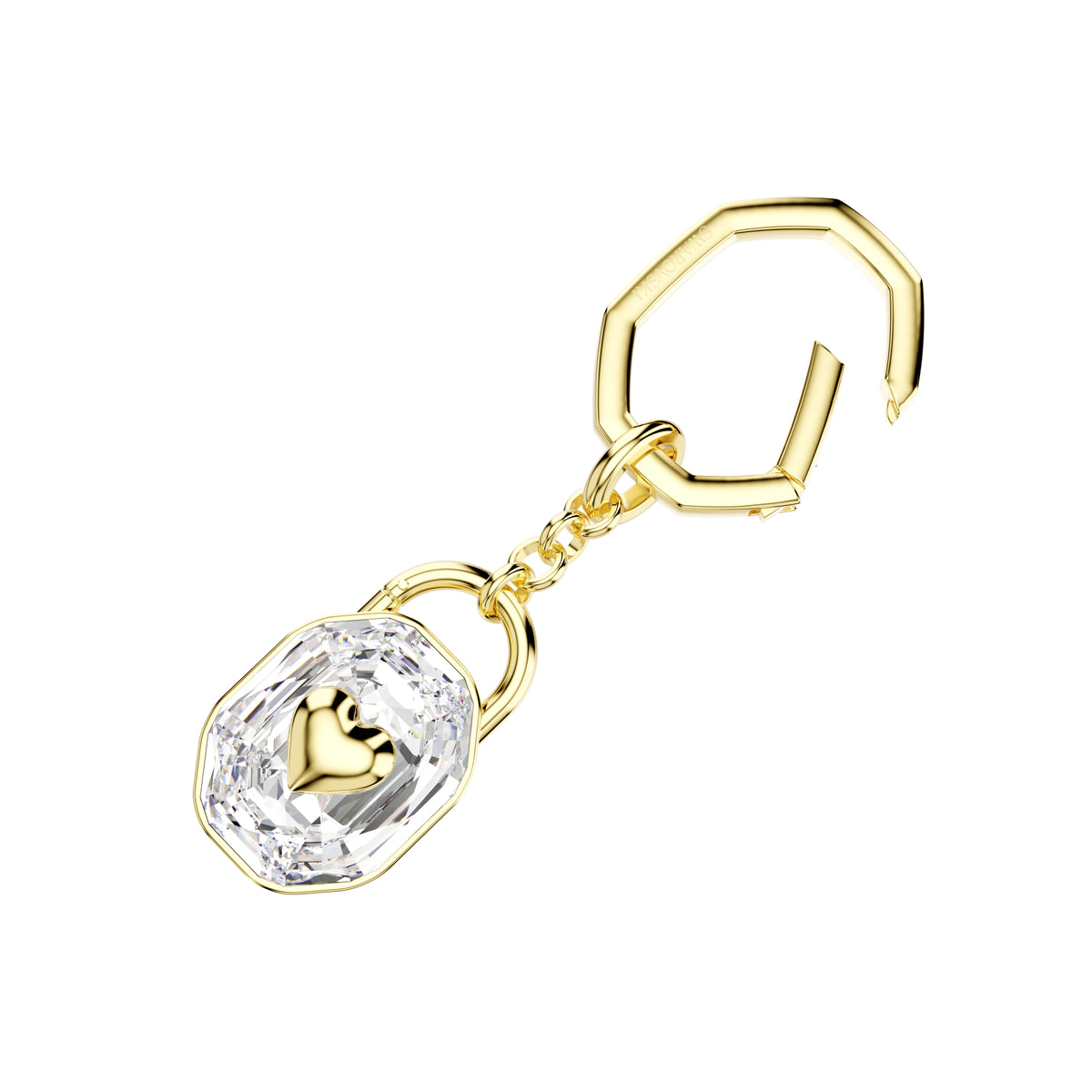 Symbolica Anahtarlık, Oval Kesim, Beyaz, Sarı Altın Rengi Kaplama