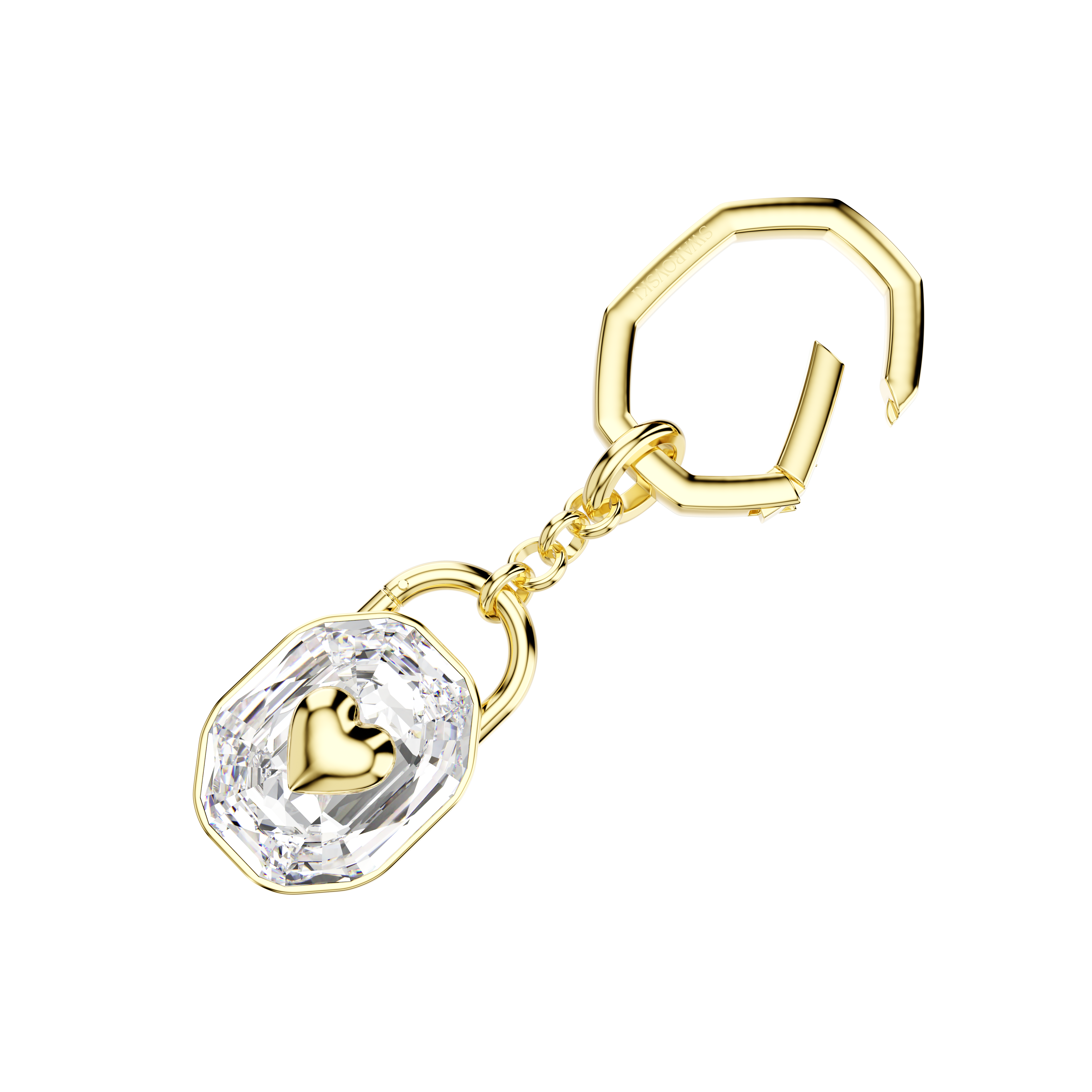 Symbolica Anahtarlık, Oval Kesim, Beyaz, Sarı Altın Rengi Kaplama
