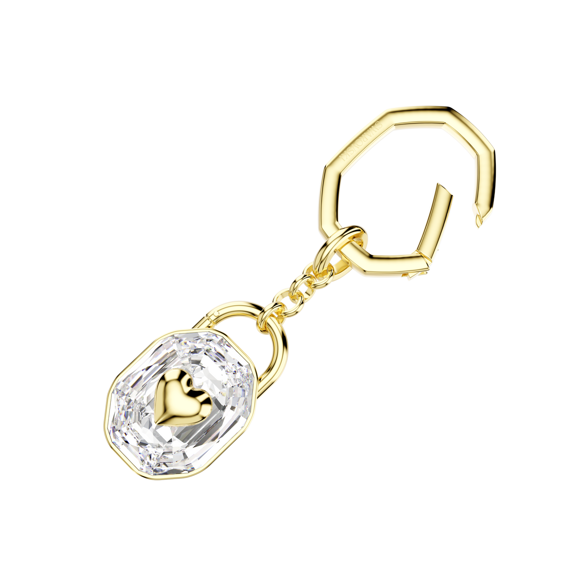 Symbolica Anahtarlık, Oval Kesim, Beyaz, Sarı Altın Rengi Kaplama