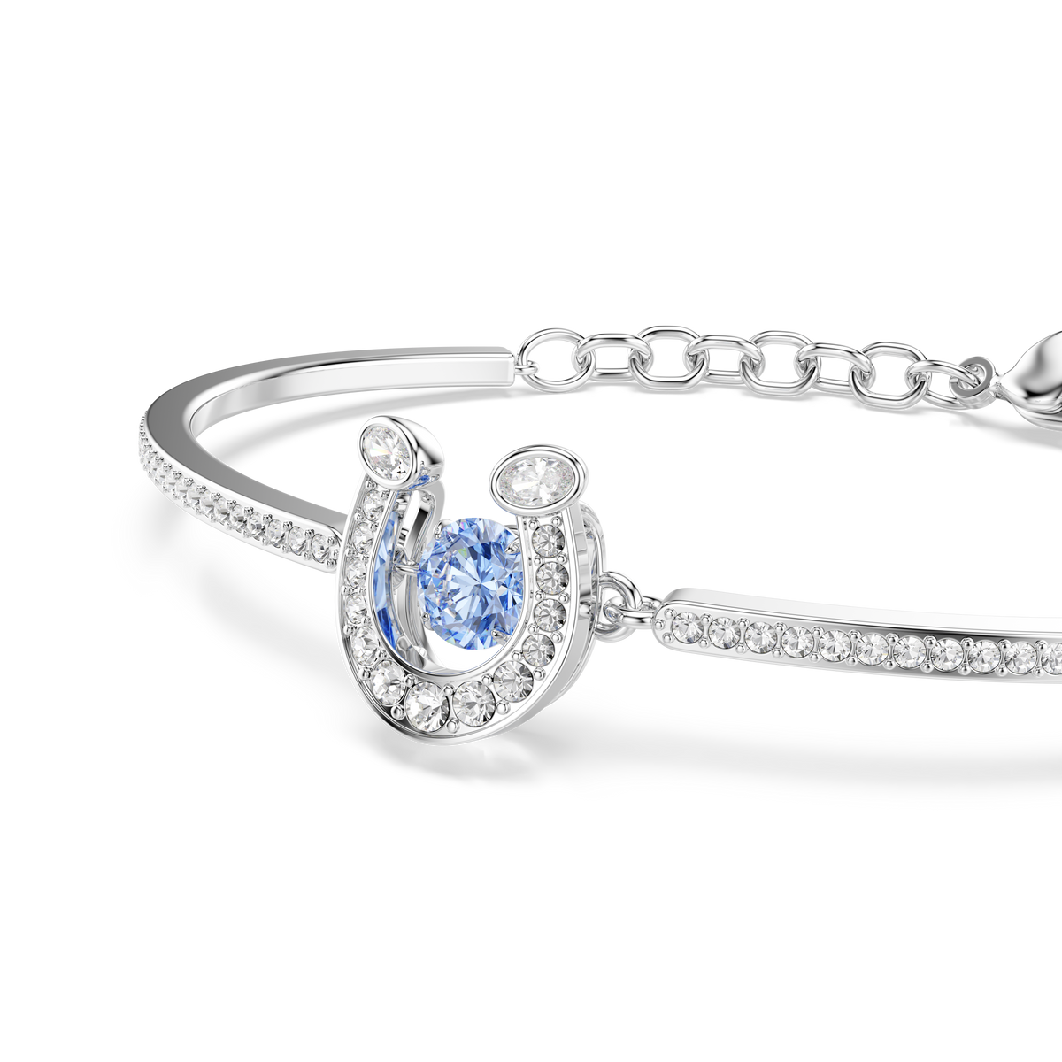Symbolica Bangle Bileklik, Yuvarlak Kesim, At Nalı, Mavi, Rodyum Kaplama, M