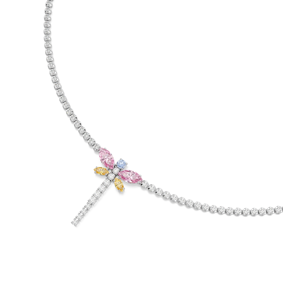 Ariana Grande x Swarovski Y-Kolye, Karışık Kesim, Yusufçuk, Çok Renkli, Rodyum Kaplama