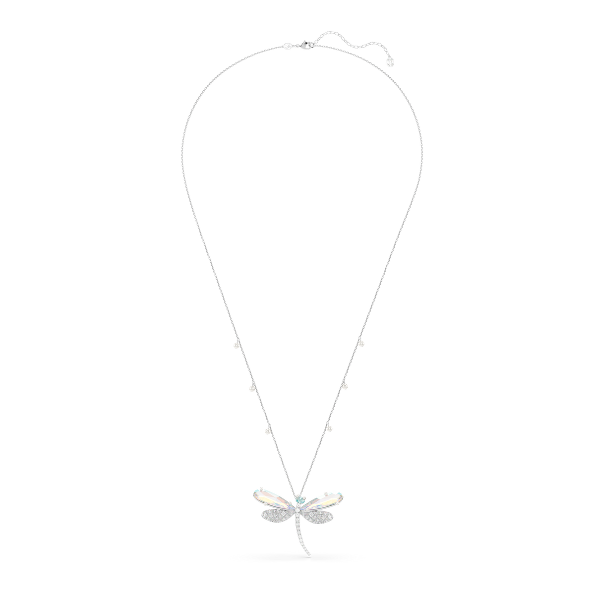 Ariana Grande x Swarovski Zincir Kolye Ve Broş, Kristal İnci, Karışık Kesim, Yusufçuk, Beyaz, Rodyum Kaplama