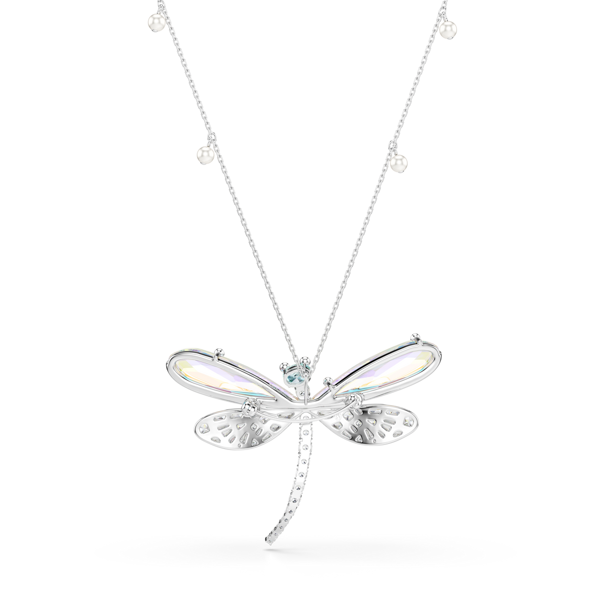 Ariana Grande x Swarovski Zincir Kolye Ve Broş, Kristal İnci, Karışık Kesim, Yusufçuk, Beyaz, Rodyum Kaplama