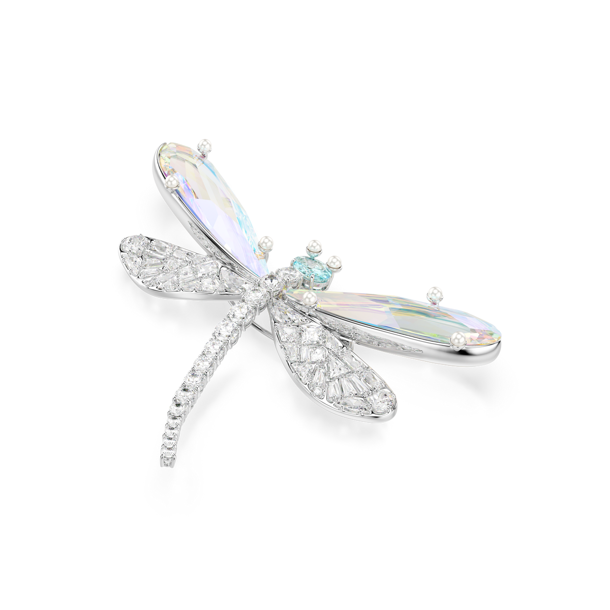 Ariana Grande x Swarovski Zincir Kolye Ve Broş, Kristal İnci, Karışık Kesim, Yusufçuk, Beyaz, Rodyum Kaplama