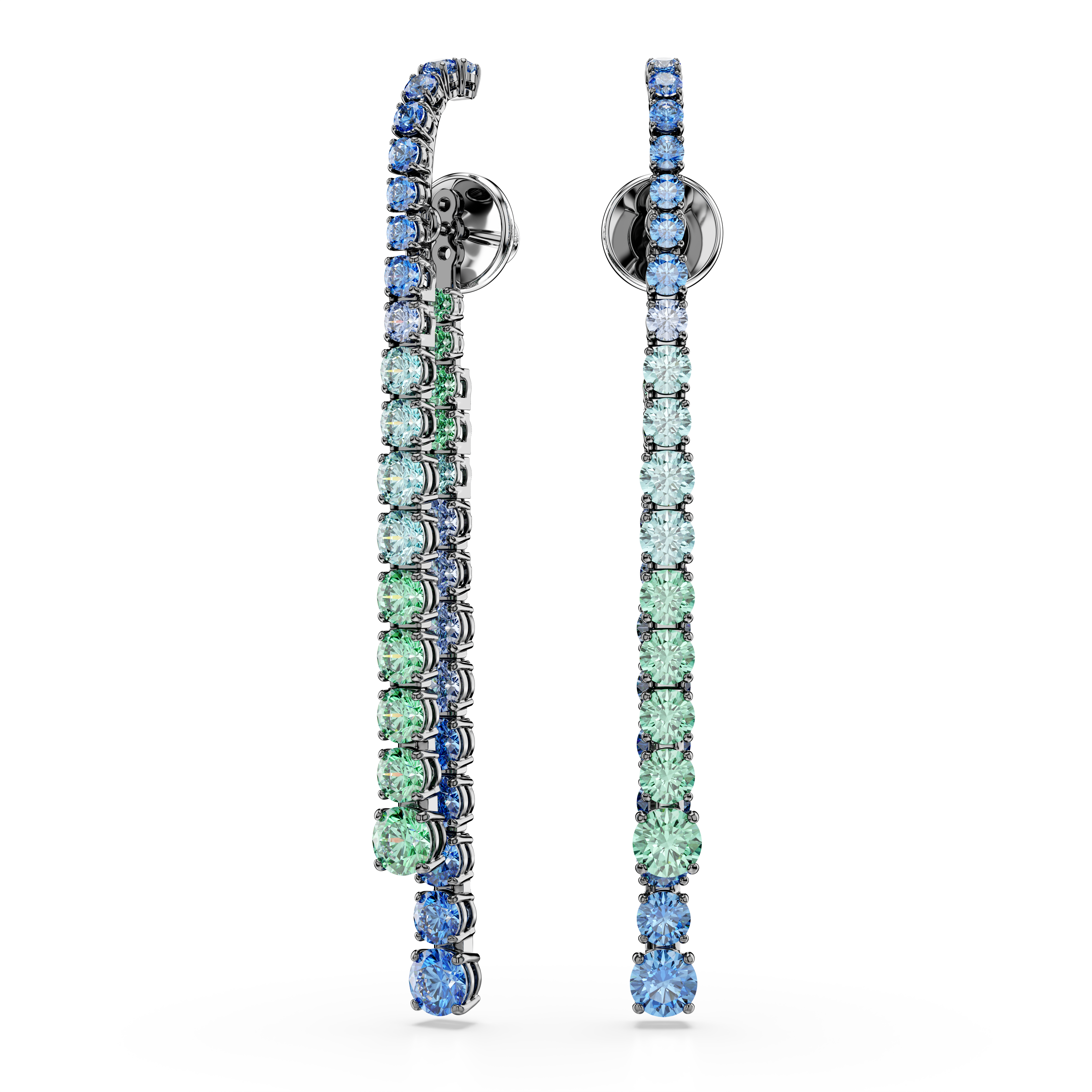 Matrix Damla Küpe, Yuvarlak Kesim, Çok Renkli, Rutenyum Kaplama