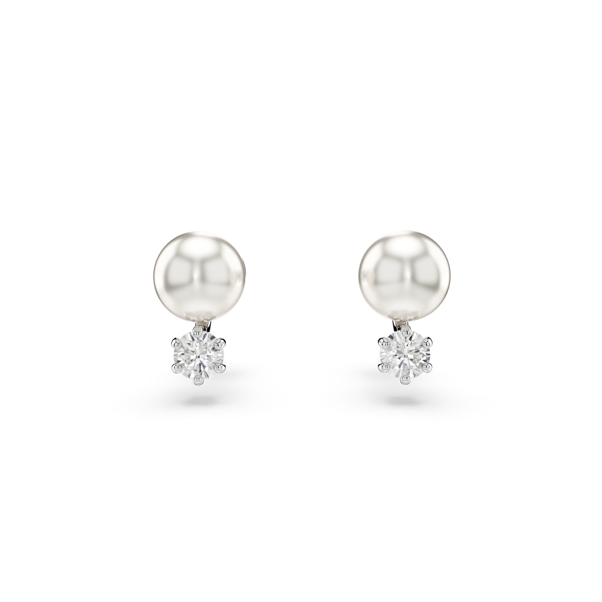 Matrix Set, Kristal İnci, Yuvarlak Kesim, Beyaz, Rodyum Kaplama