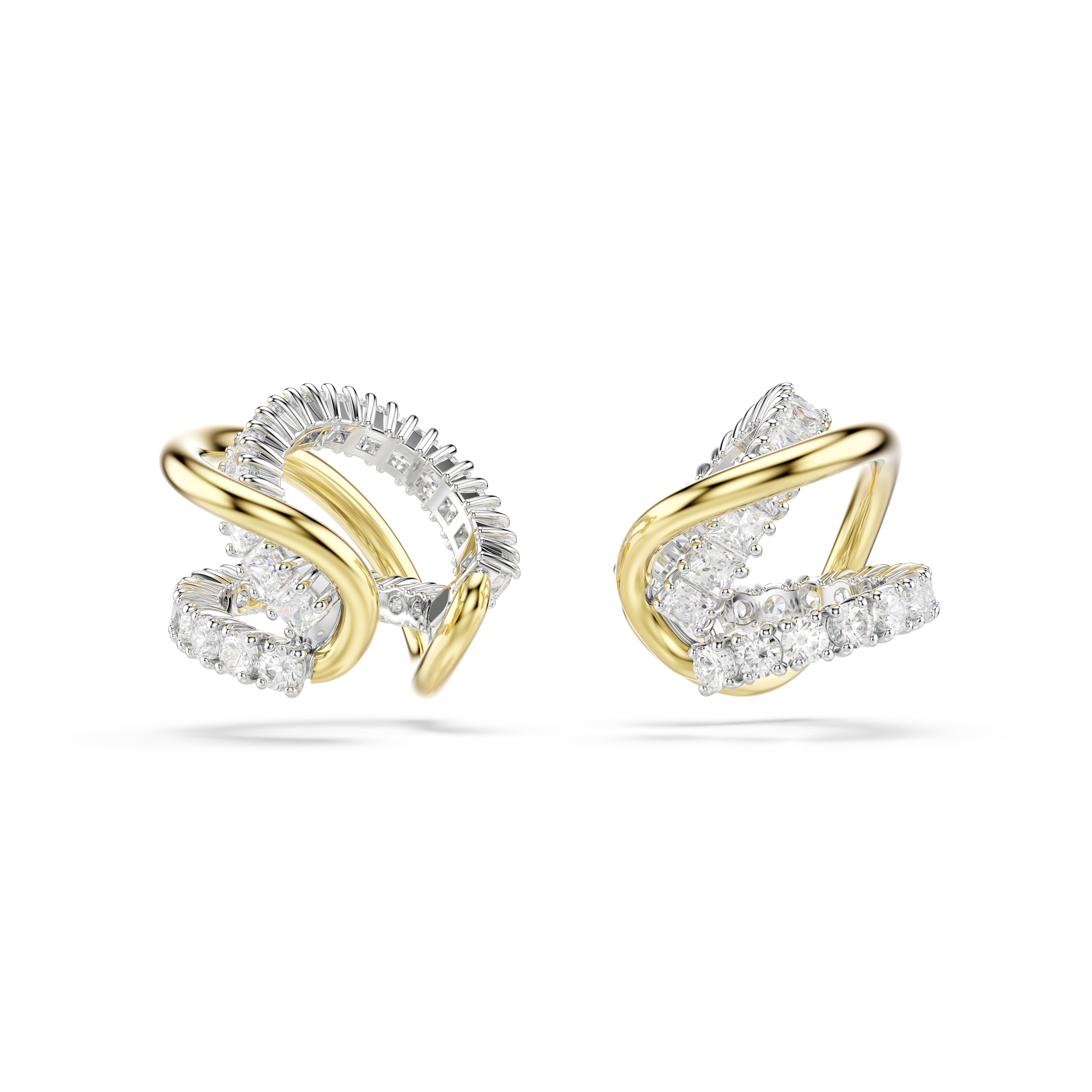 Hyperbola Ear Cuffs Küpe, Karışık Kesim, Beyaz, Karışık Metal Kaplama