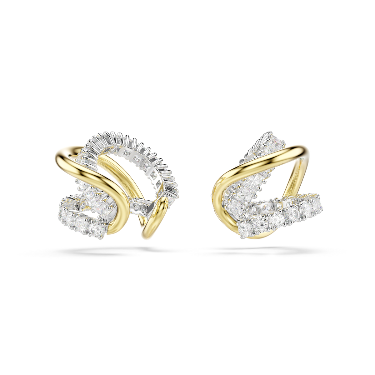 Hyperbola Ear Cuffs Küpe, Karışık Kesim, Beyaz, Karışık Metal Kaplama