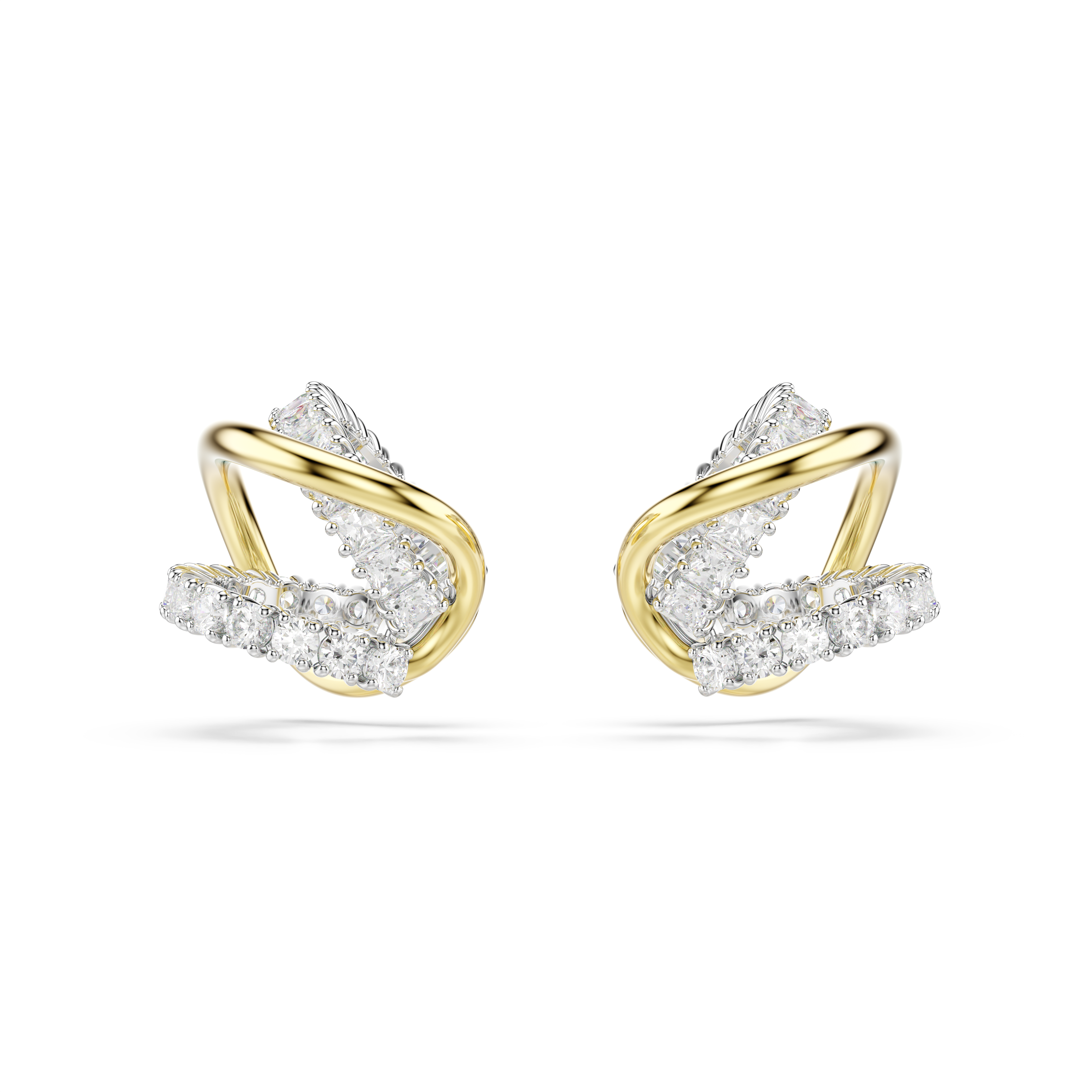 Hyperbola Ear Cuffs Küpe, Karışık Kesim, Beyaz, Karışık Metal Kaplama