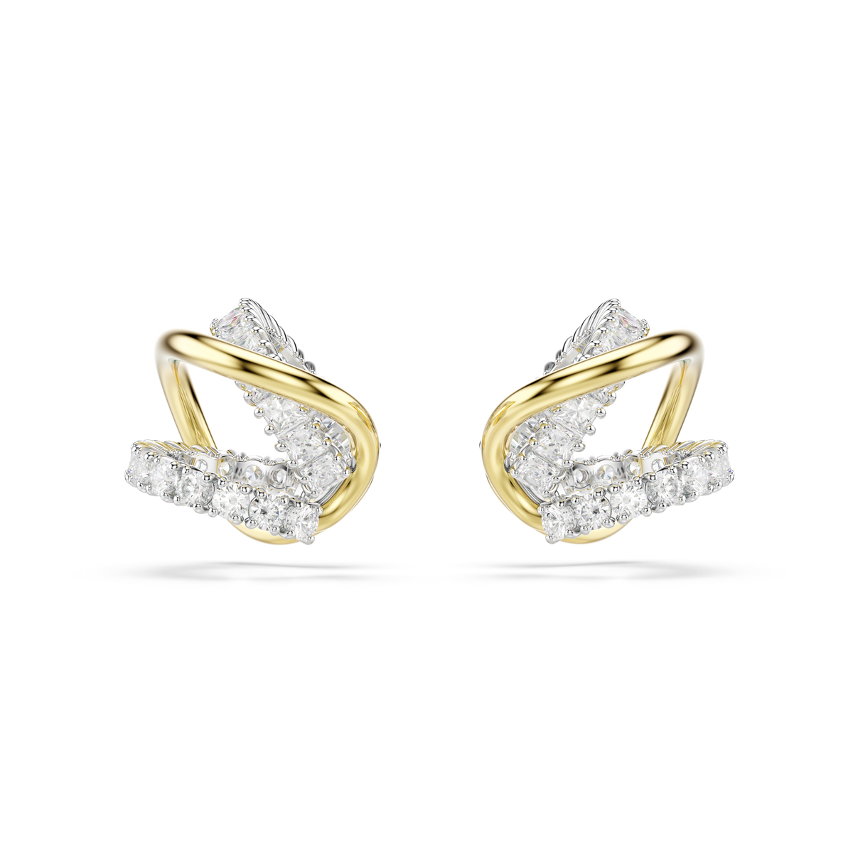 Hyperbola Ear Cuffs Küpe, Karışık Kesim, Beyaz, Karışık Metal Kaplama