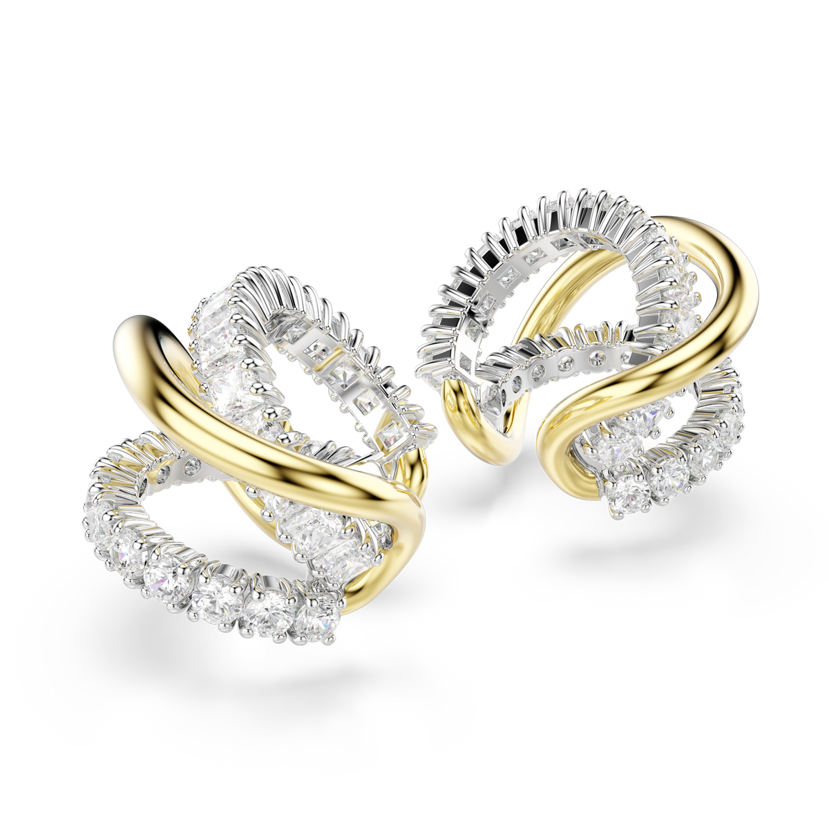 Hyperbola Ear Cuffs Küpe, Karışık Kesim, Beyaz, Karışık Metal Kaplama