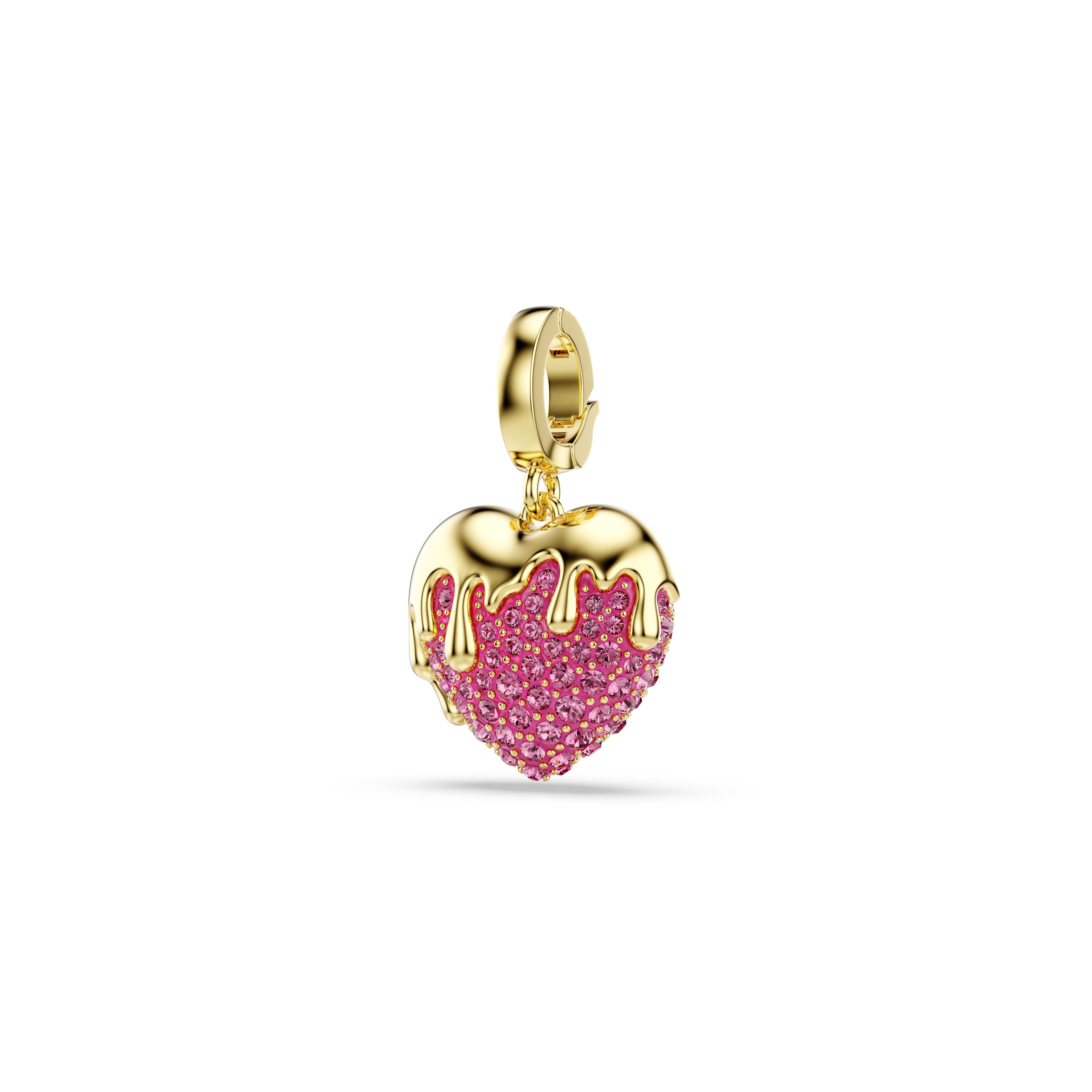 Idyllia Charm, Yuvarlak Kesim, Kalp, Pembe, Sarı Altın Rengi Kaplama
