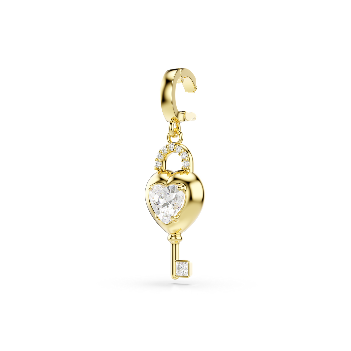Idyllia Charm, Karışık Kesim, Anahtarlı kalp, Beyaz, Sarı Altın Rengi Kaplama