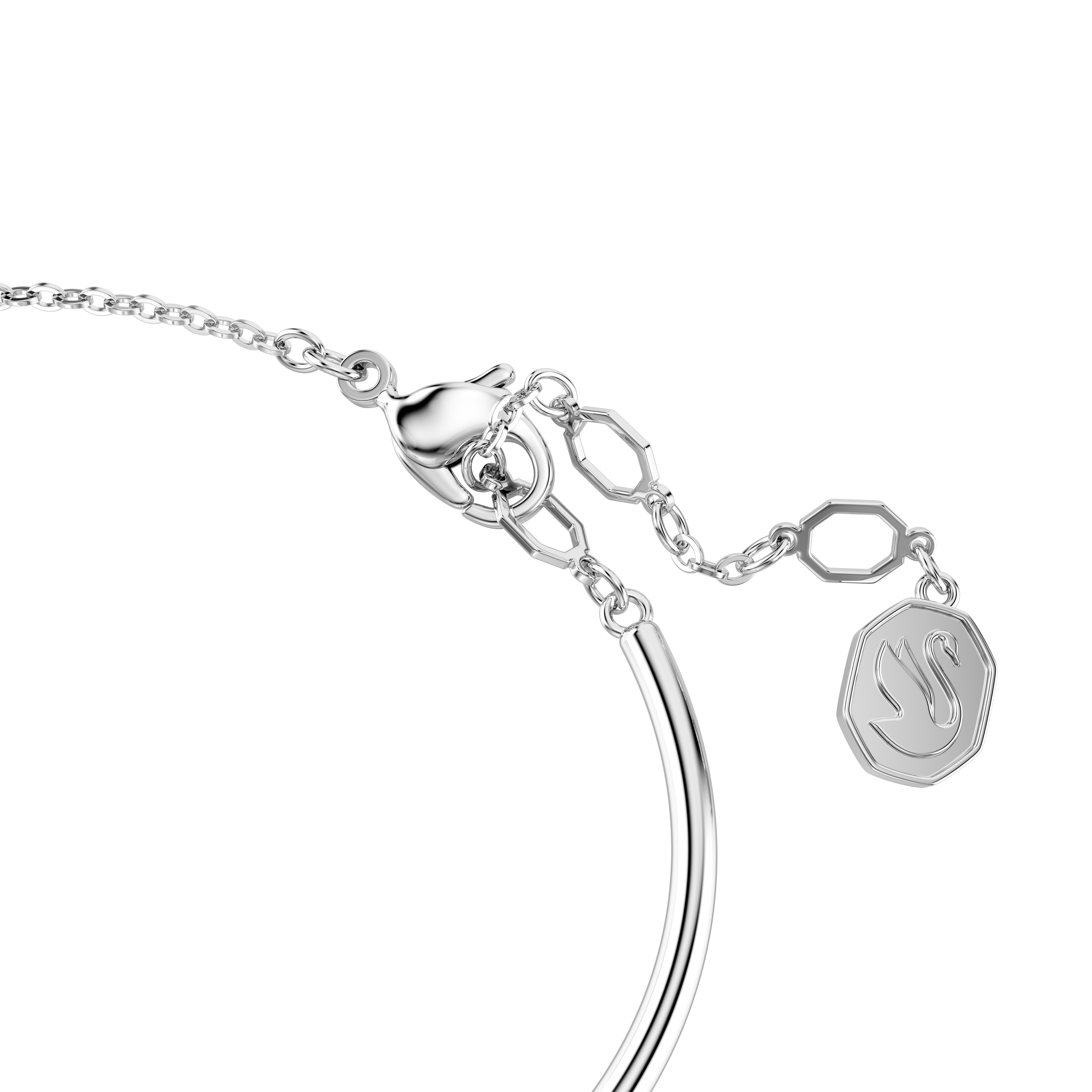 Constella Bangle Bileklik, Yuvarlak Kesim, Dancing Stone, Beyaz, Rodyum Kaplama
