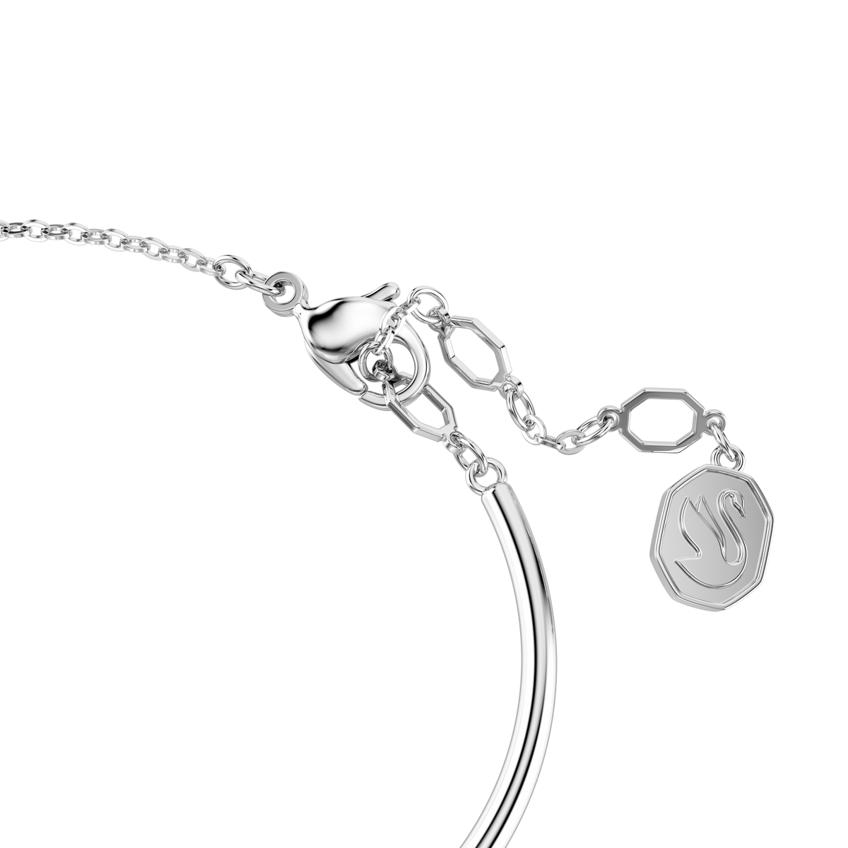 Constella Bangle Bileklik, Yuvarlak Kesim, Dancing Stone, Beyaz, Rodyum Kaplama