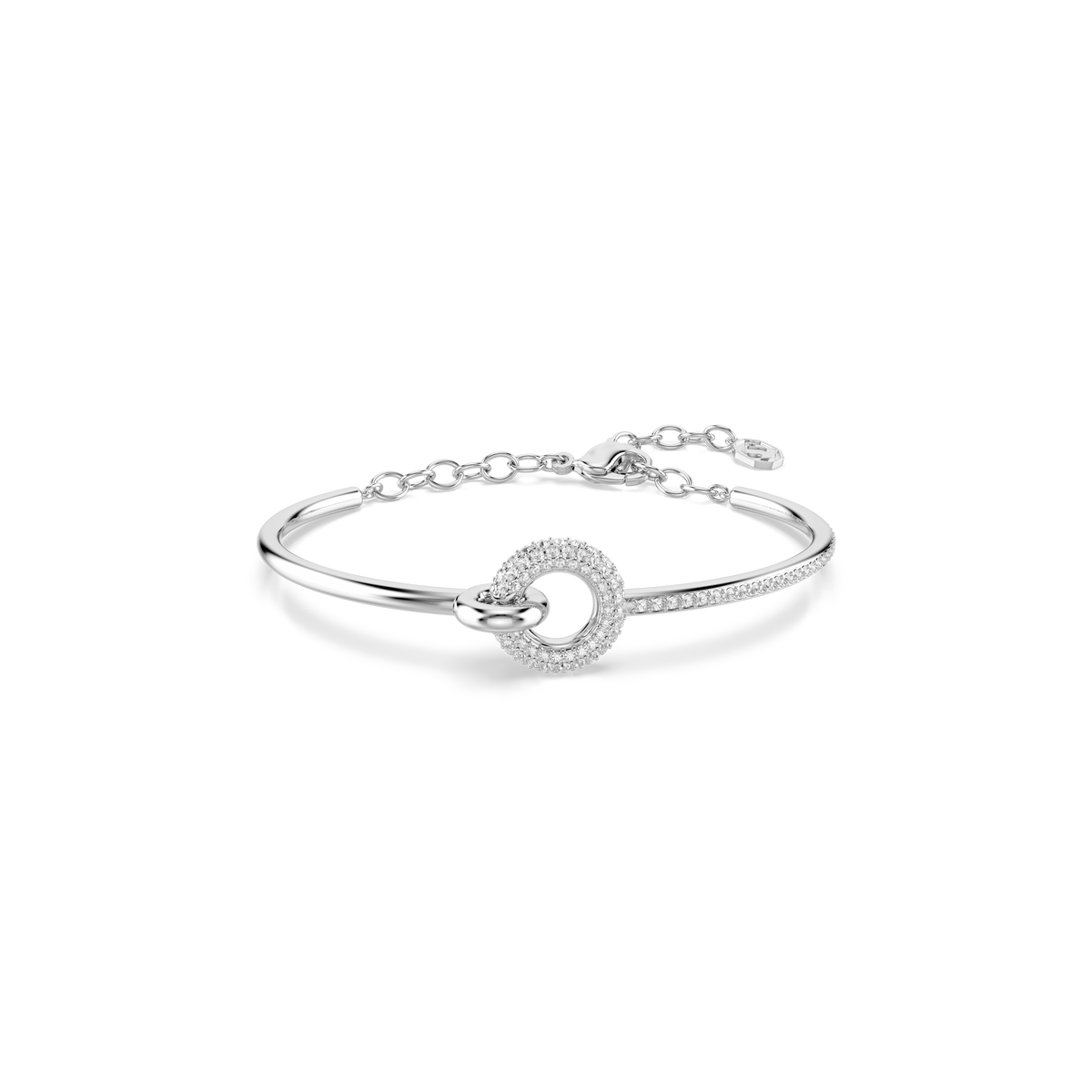 Dextera Bangle Bileklik, Yuvarlak Kesim, Beyaz, Rodyum Kaplama