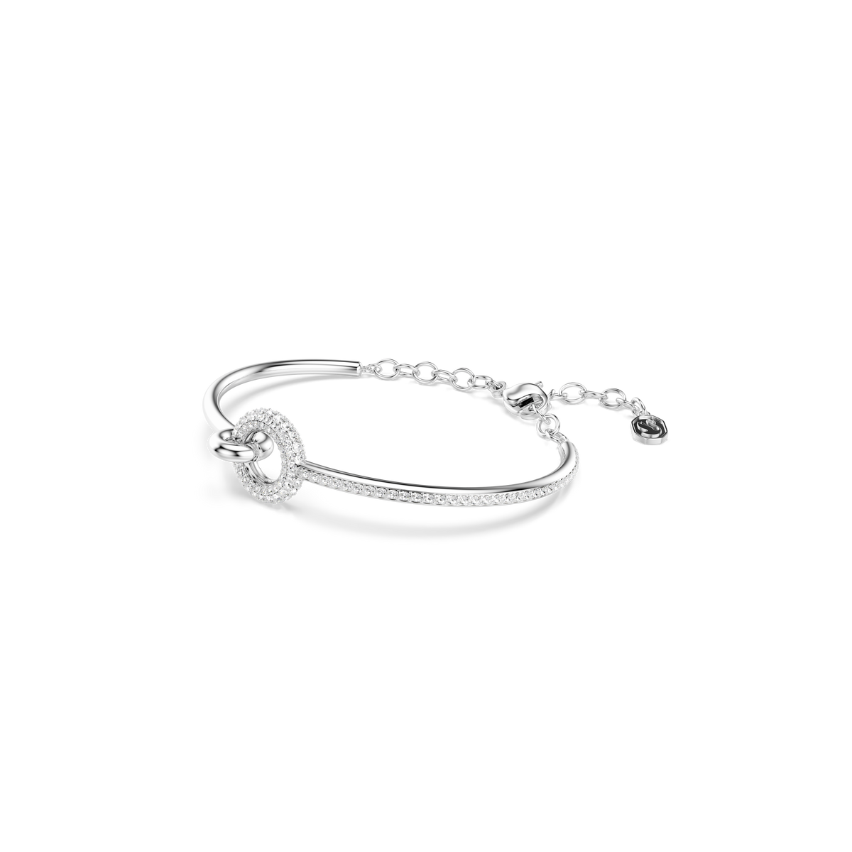 Dextera Bangle Bileklik, Yuvarlak Kesim, Beyaz, Rodyum Kaplama