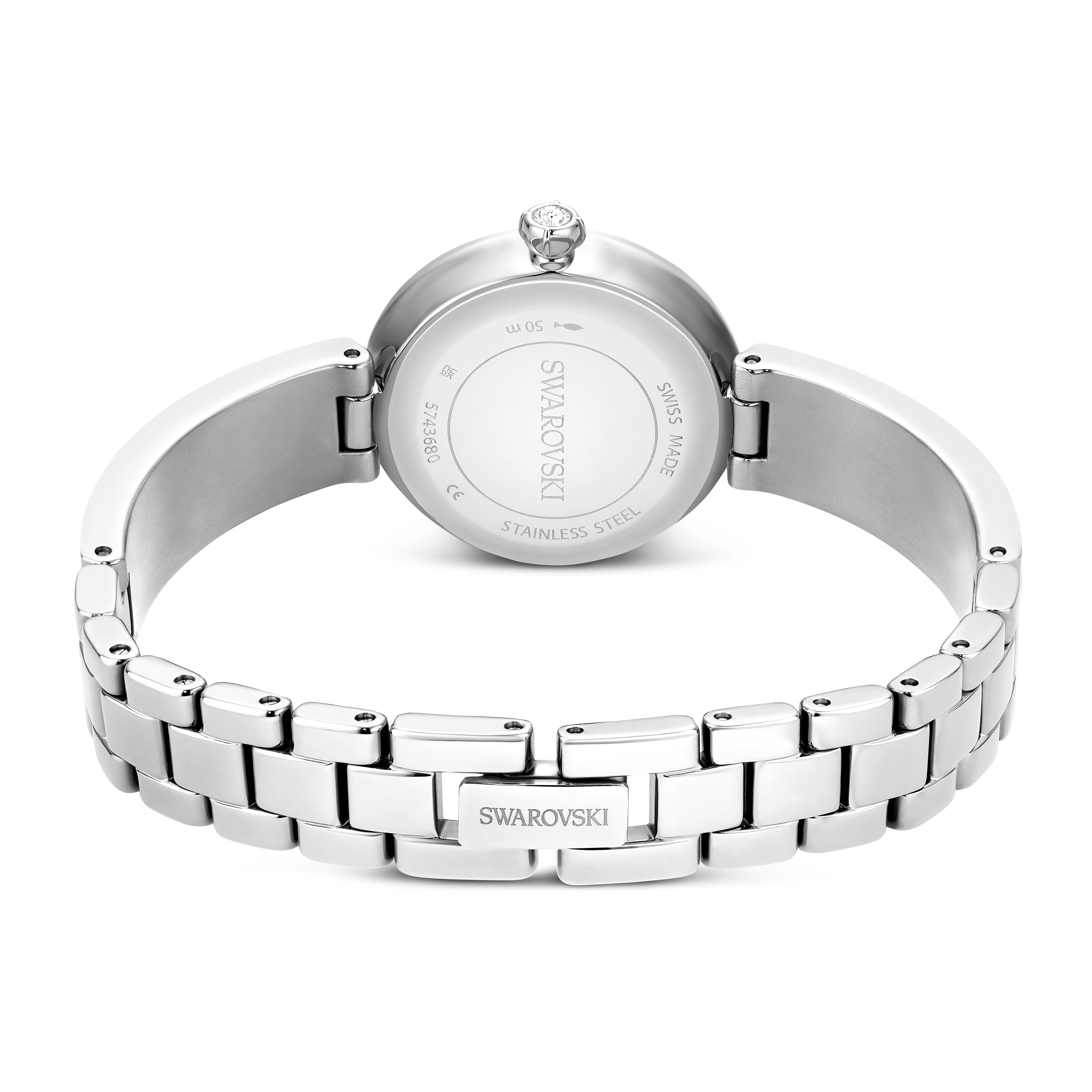 Matrix pearl Bangle Saat, İsviçre Üretimi, Kristal Bileklik, Beyaz, Paslanmaz Çelik
