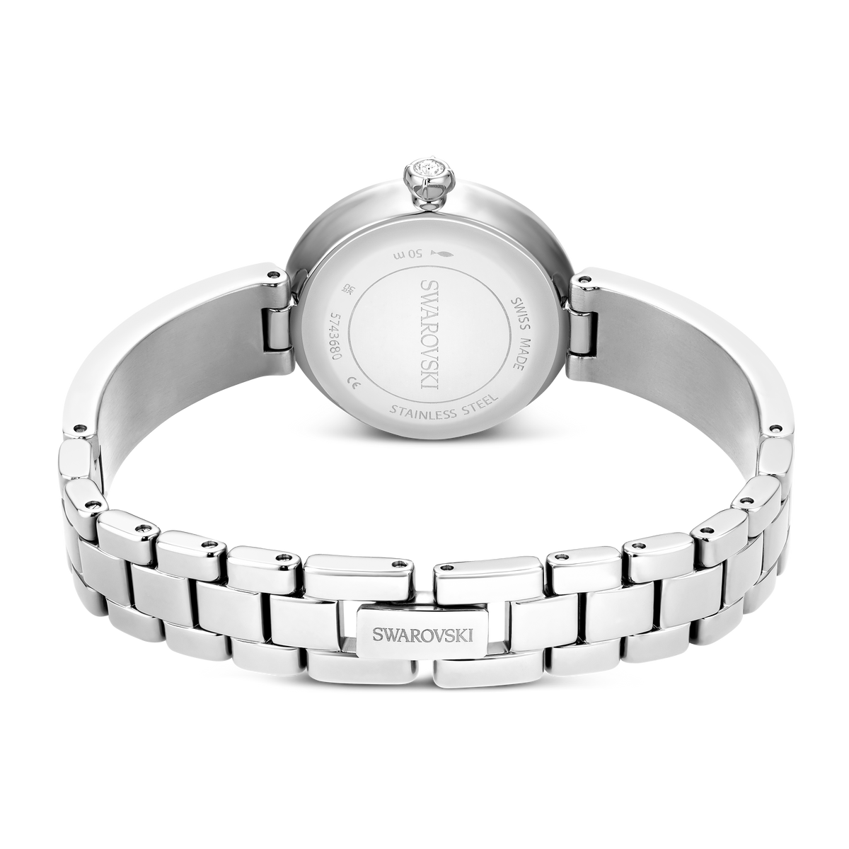 Matrix pearl Bangle Saat, İsviçre Üretimi, Kristal Bileklik, Beyaz, Paslanmaz Çelik