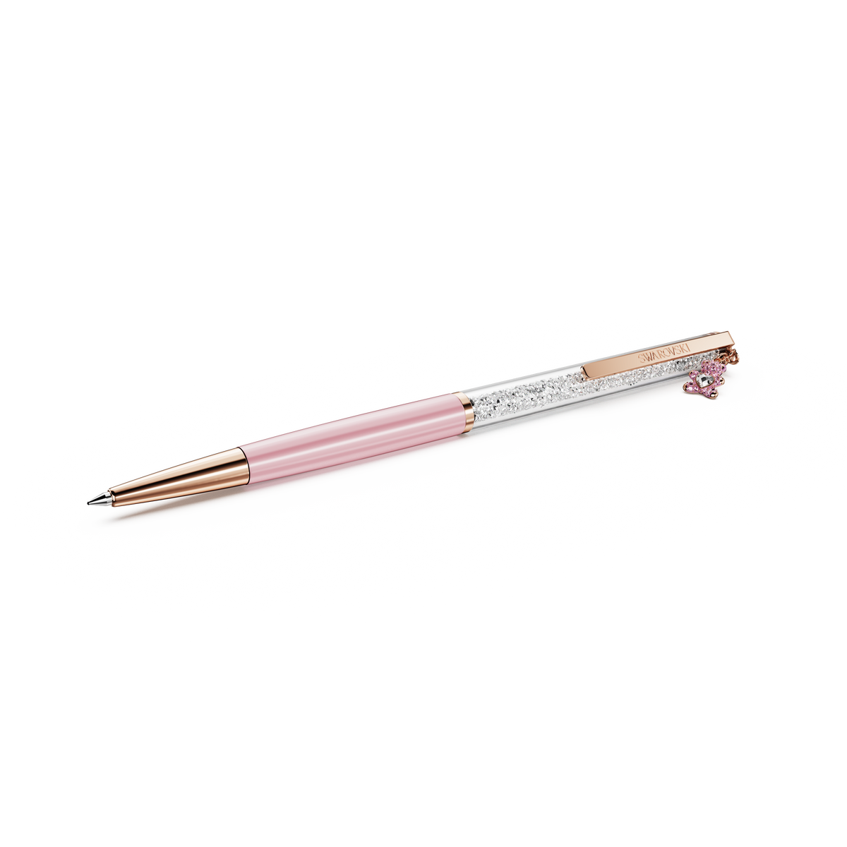 Crystalline Tükenmez Kalem, Ayıcık, Pembe, Pembe Lakeli, Pembe Altın Rengi Kaplama