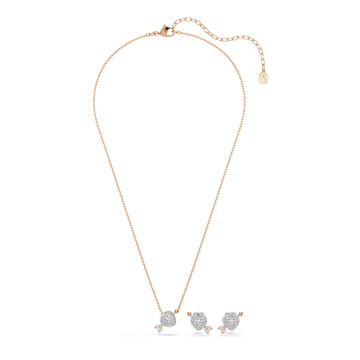 Idyllia Set, Karışık Kesim, Oklu Kalp, Beyaz, Pembe Altın Rengi Kaplama