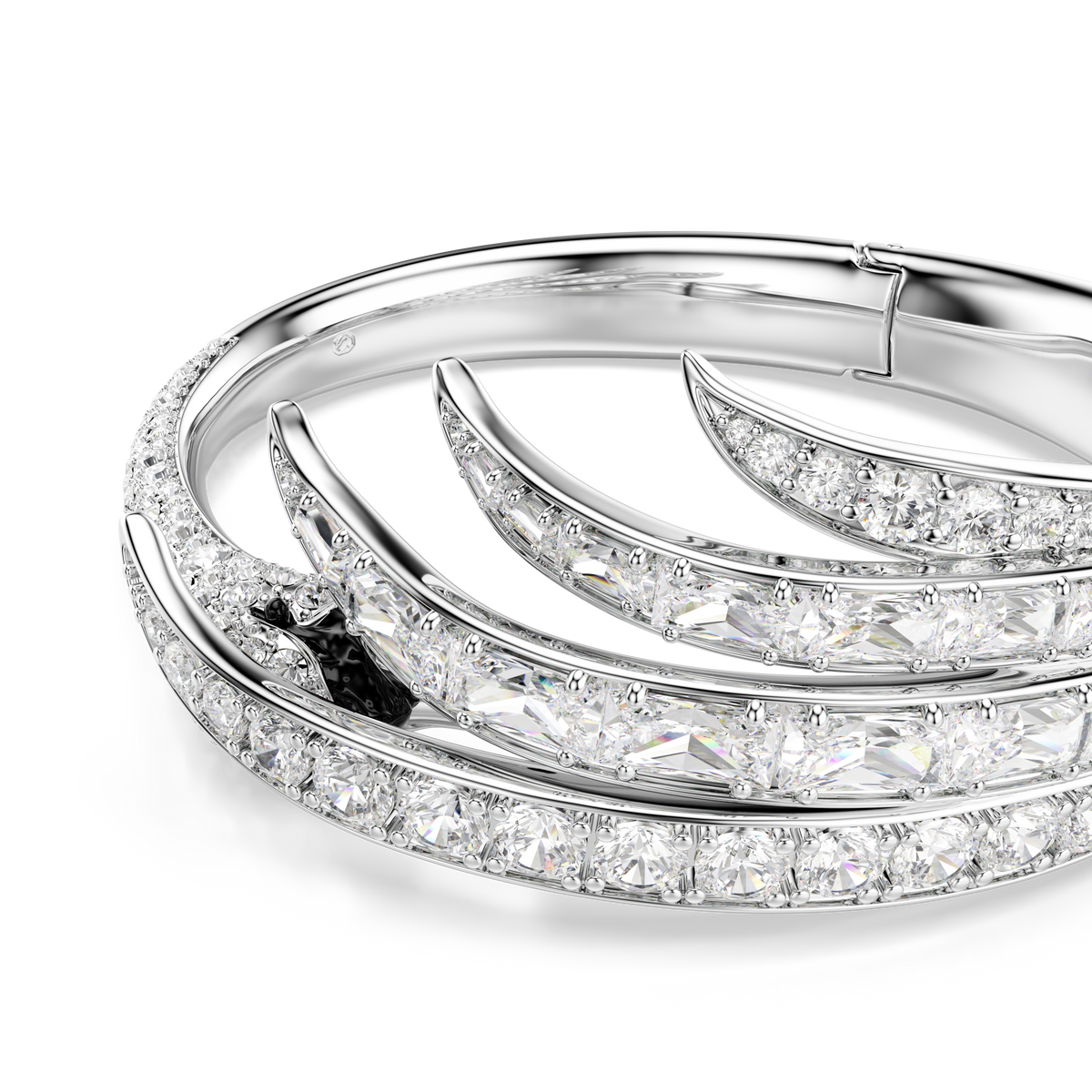 Vienna Bangle Bileklik, Karışık Kesim, Kuğu, Beyaz, Rodyum Kaplama, M