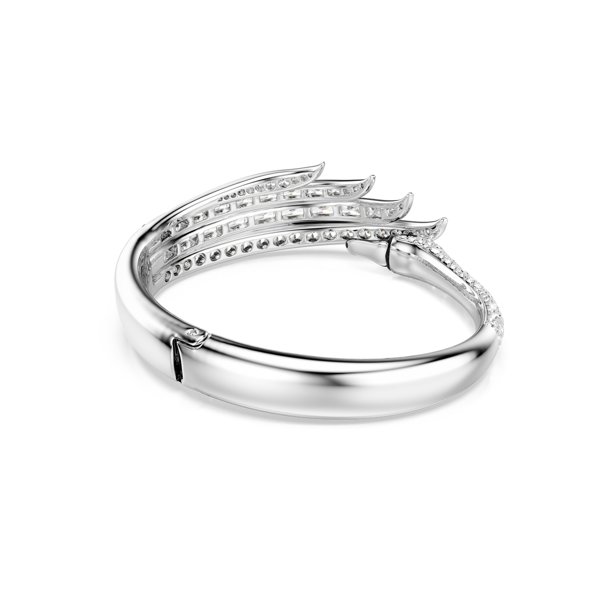 Vienna Bangle Bileklik, Karışık Kesim, Kuğu, Beyaz, Rodyum Kaplama, M