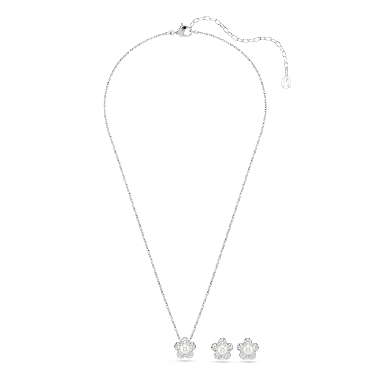 Ariana Grande x Swarovski Set, Kristal İnci, Yuvarlak Kesim, Çiçek, Beyaz, Rodyum Kaplama