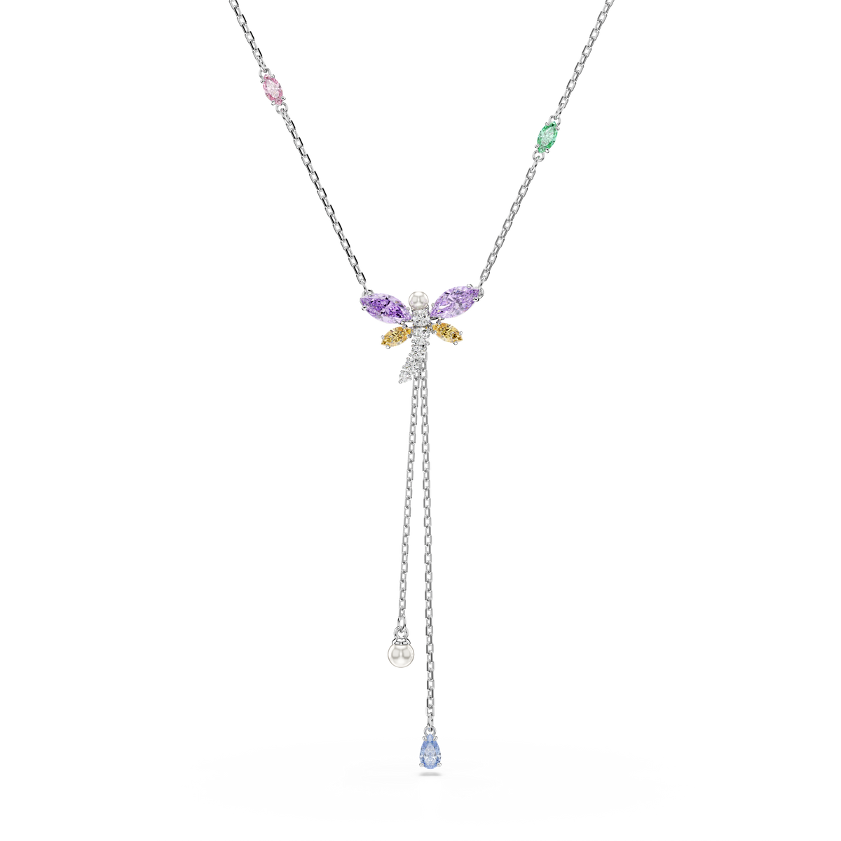 Ariana Grande x Swarovski Y Zincir Kolye, Karışık Kesim, Yusufçuk, Çok Renkli, Rodyum Kaplama