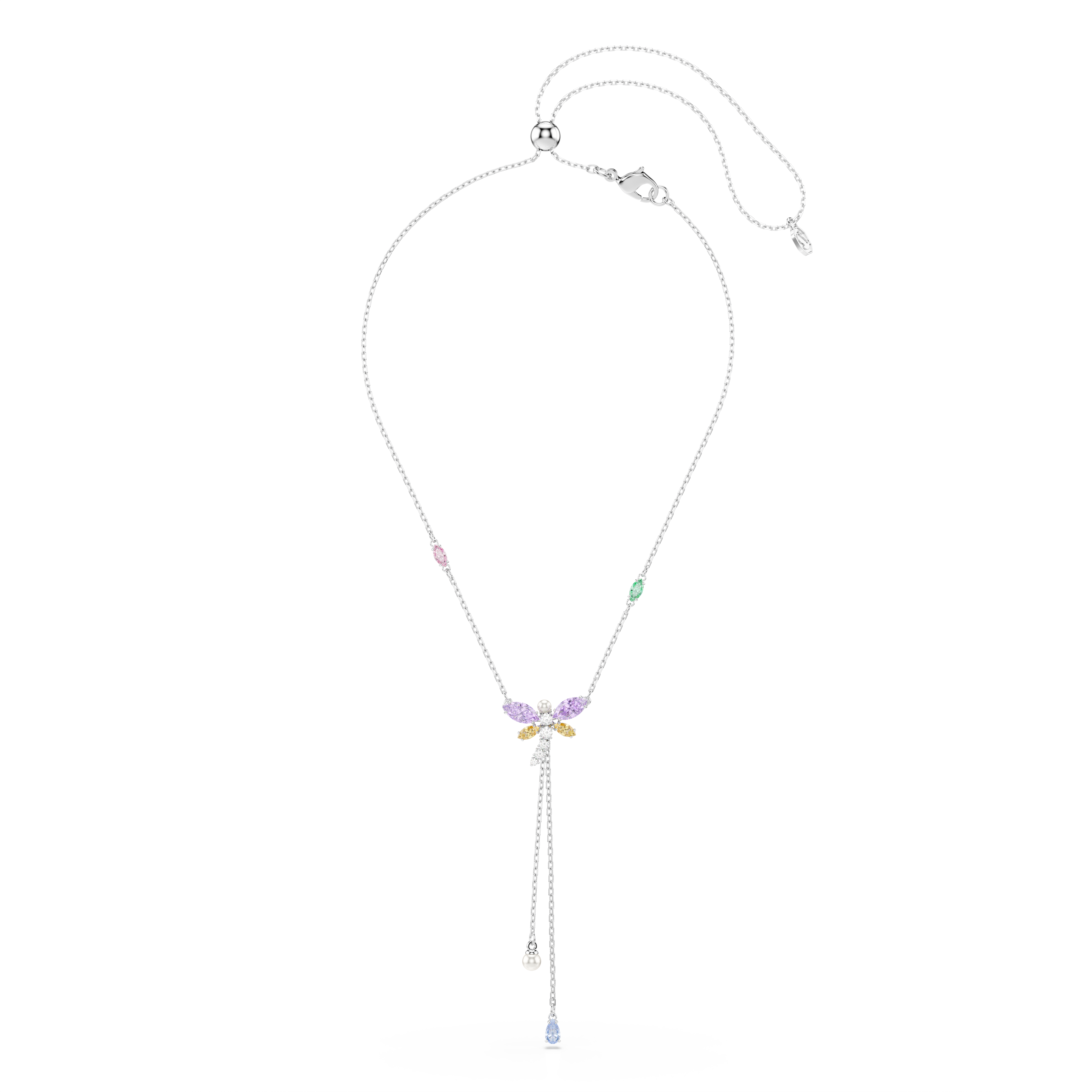 Ariana Grande x Swarovski Y Zincir Kolye, Karışık Kesim, Yusufçuk, Çok Renkli, Rodyum Kaplama