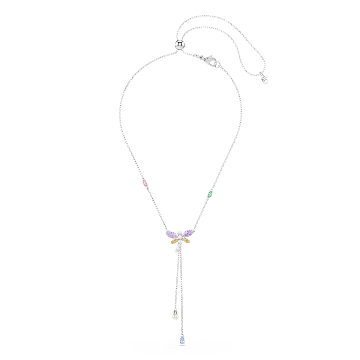 Ariana Grande x Swarovski Y Zincir Kolye, Karışık Kesim, Yusufçuk, Çok Renkli, Rodyum Kaplama