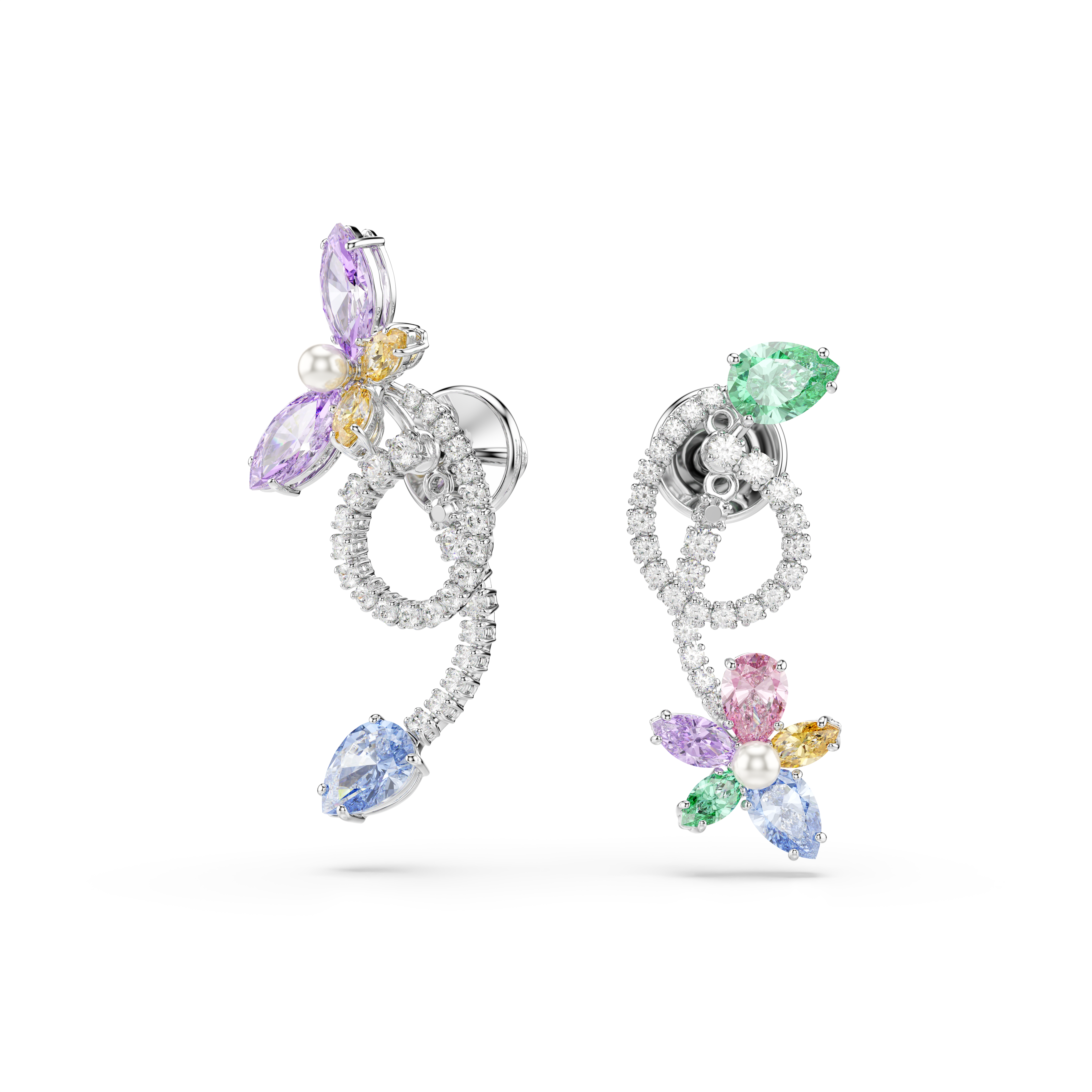 Ariana Grande x Swarovski Kulak Gömlekli Damla Küpe, Karışık Kesim, Yusufçuk, Çiçek, Çok Renkli, Rodyum Kaplama