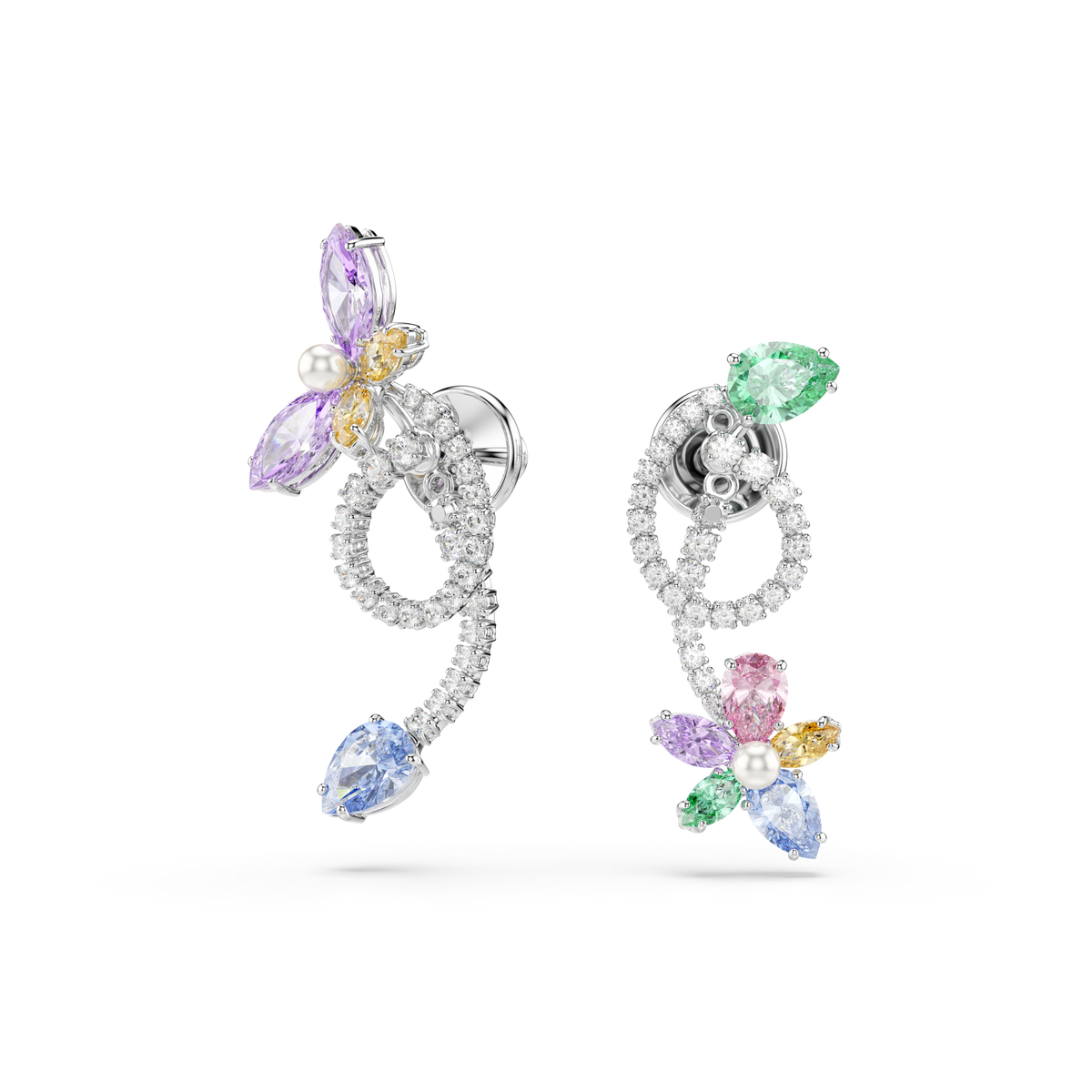 Ariana Grande x Swarovski Kulak Gömlekli Damla Küpe, Karışık Kesim, Yusufçuk, Çiçek, Çok Renkli, Rodyum Kaplama