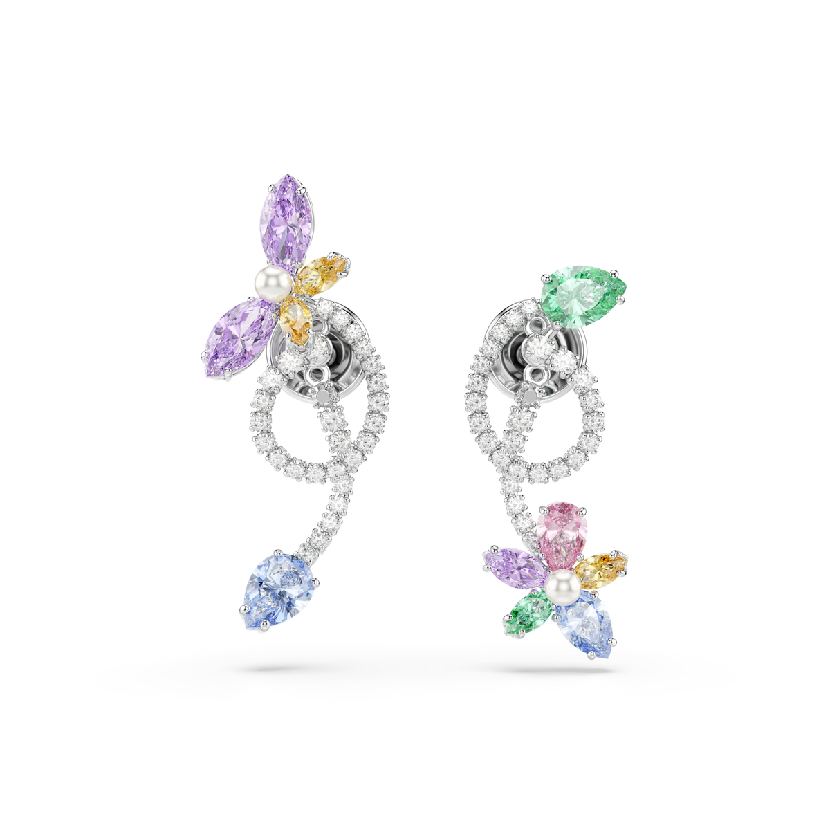 Ariana Grande x Swarovski Kulak Gömlekli Damla Küpe, Karışık Kesim, Yusufçuk, Çiçek, Çok Renkli, Rodyum Kaplama