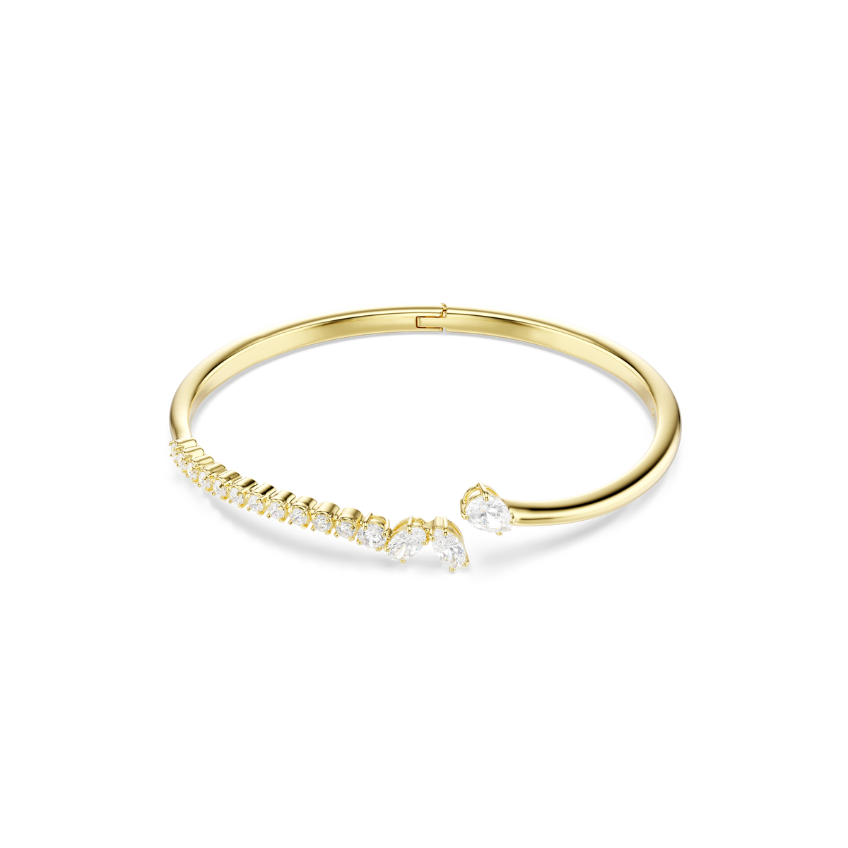 Mesmera Bangle Bileklik, Karışık Kesim, Beyaz, 18K Altın Rengi Yüzey