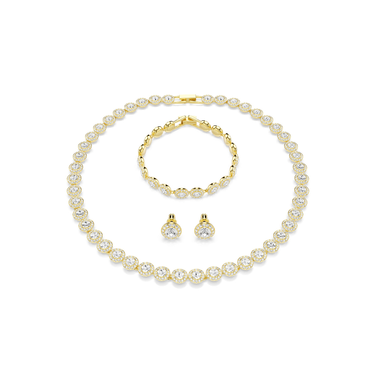 Una Angelic Set, Set (3), Yuvarlak Kesim, Beyaz, Sarı Altın Rengi Kaplama