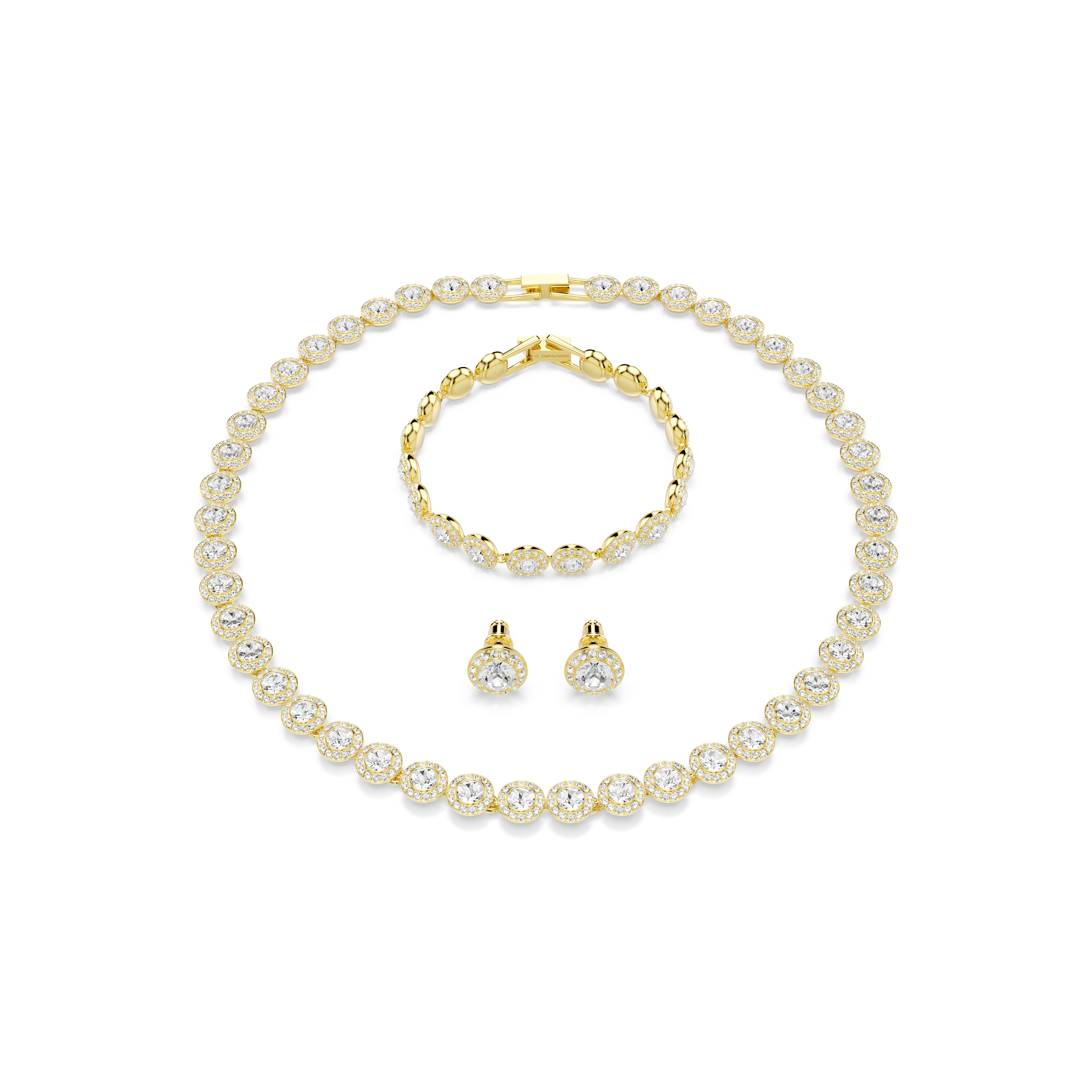 Una Angelic Set, Set (3), Yuvarlak Kesim, Beyaz, Sari Altin Rengi Kaplama