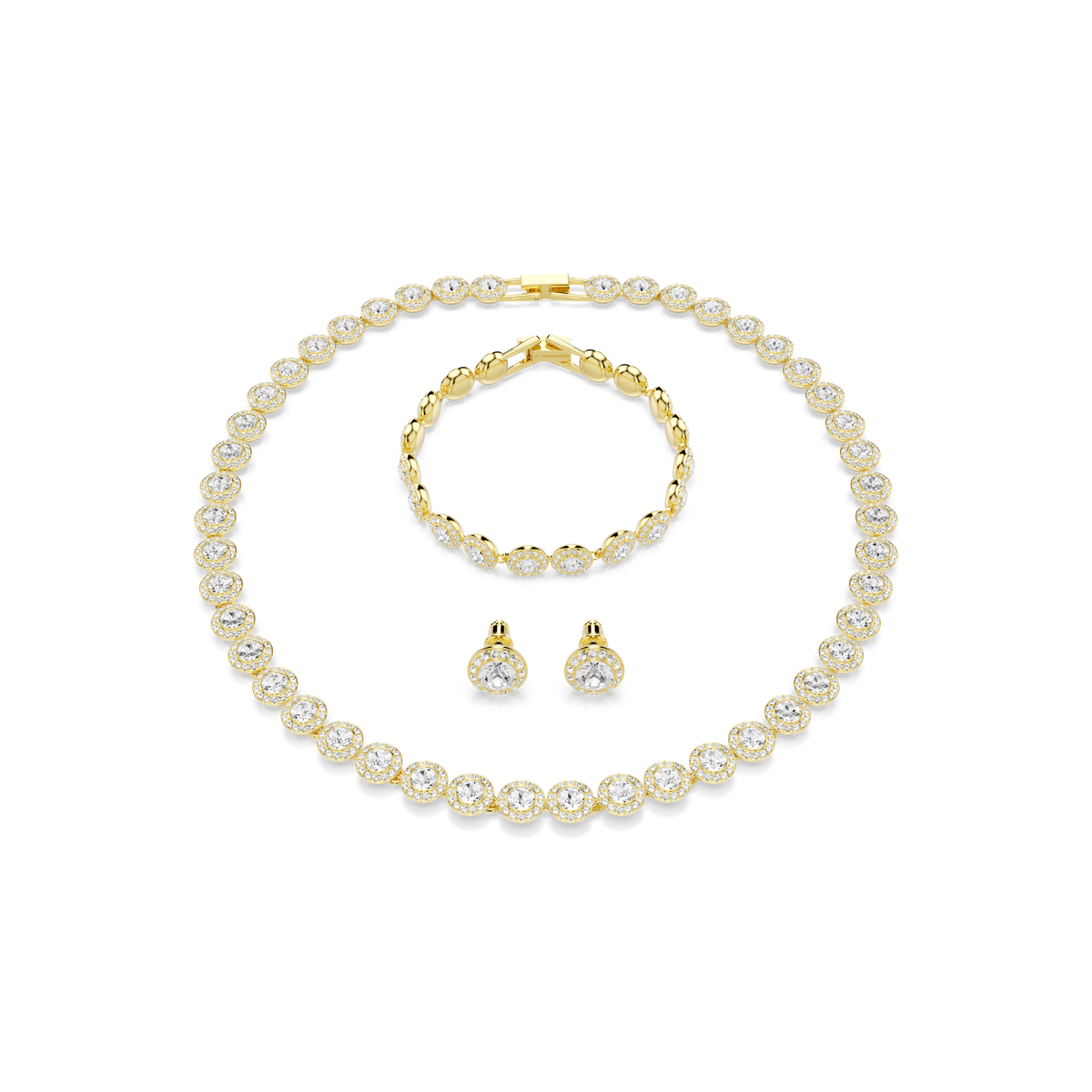 Una Angelic Set, Set (3), Yuvarlak Kesim, Beyaz, Sarı Altın Rengi Kaplama
