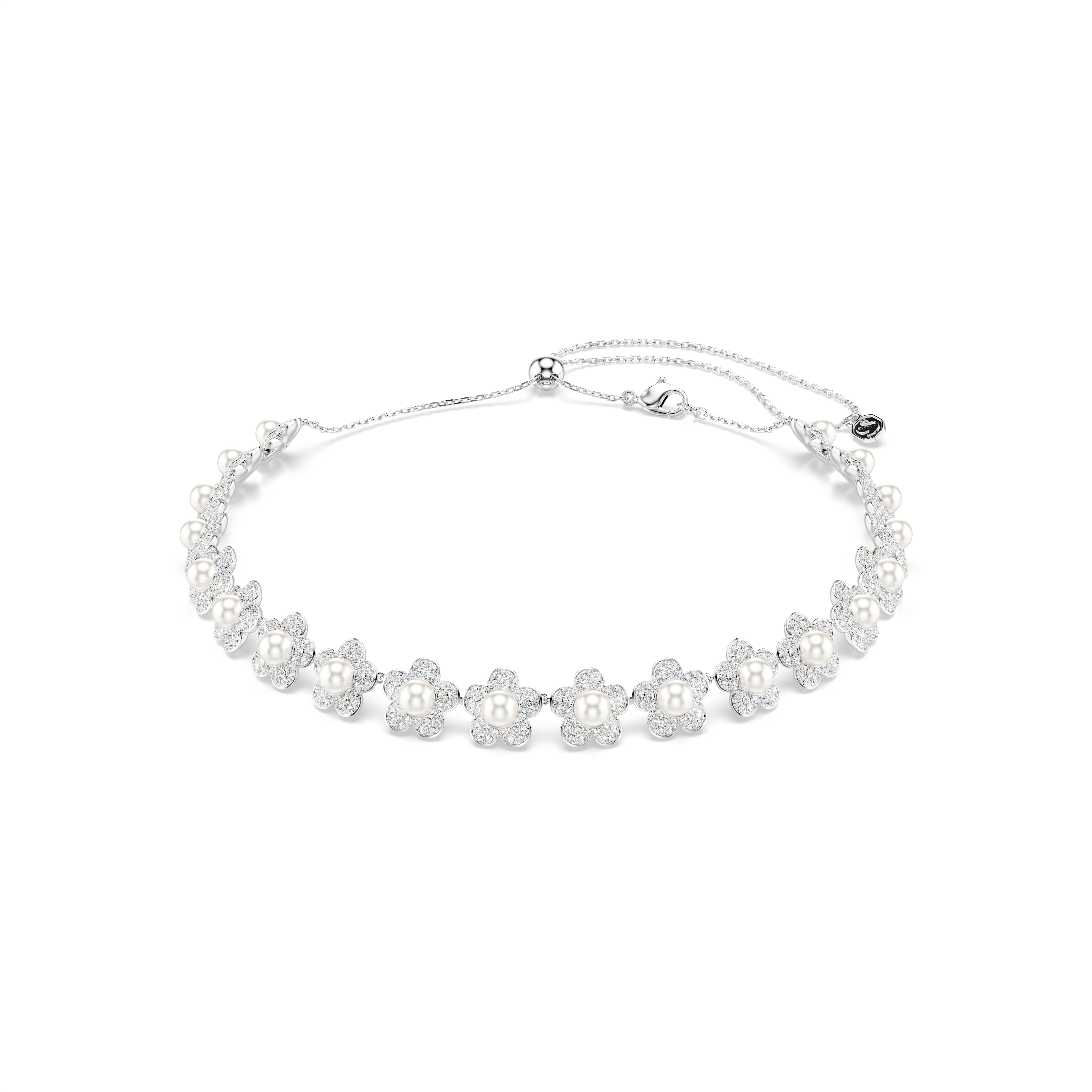 Ariana Grande x Swarovski Gerdanlık, Kristal İnci, Yuvarlak Kesim, Beyaz, Rodyum Kaplama